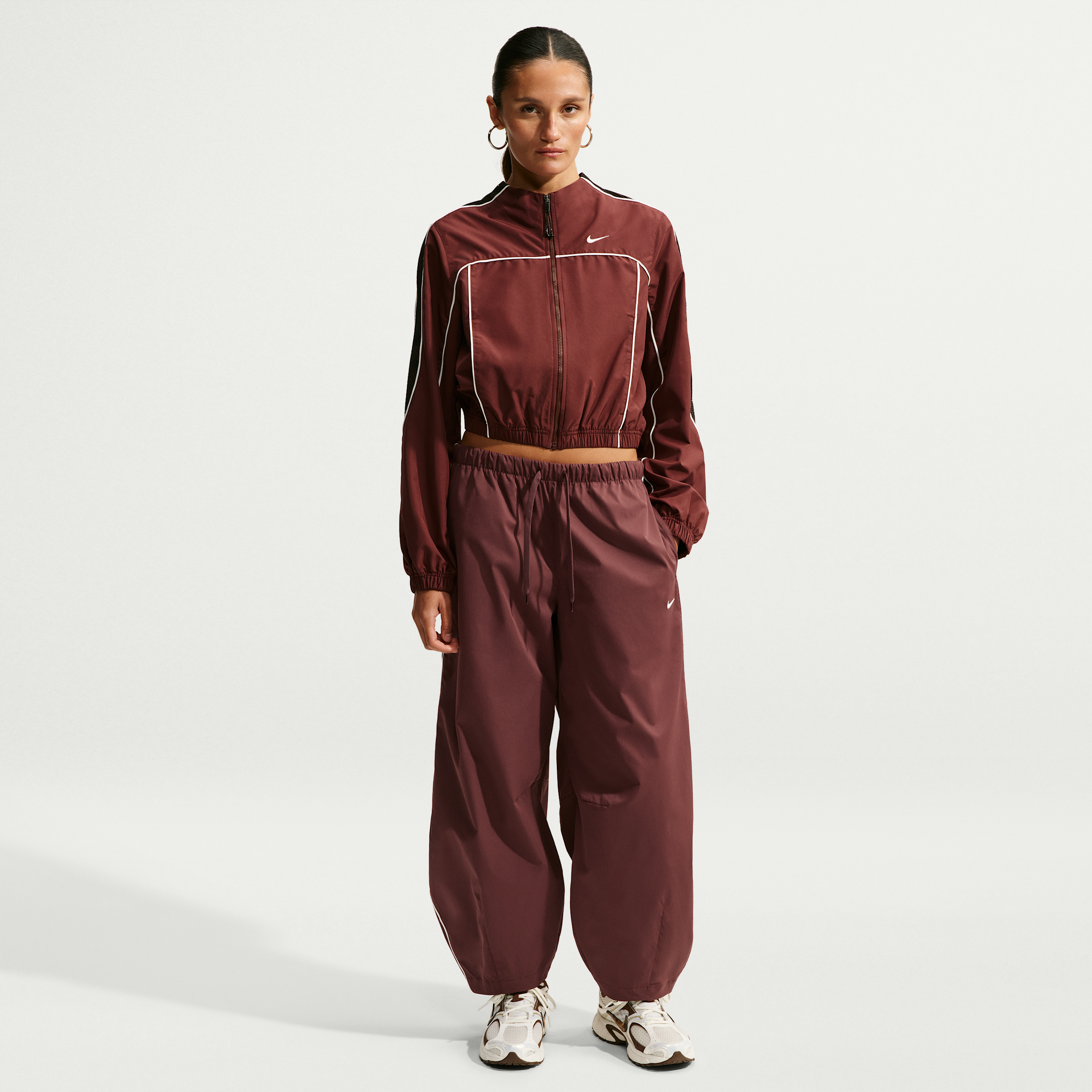 Women's Nike Sportswear Loose Mid-Rise Barrel Pants in Purple | IU1981-658