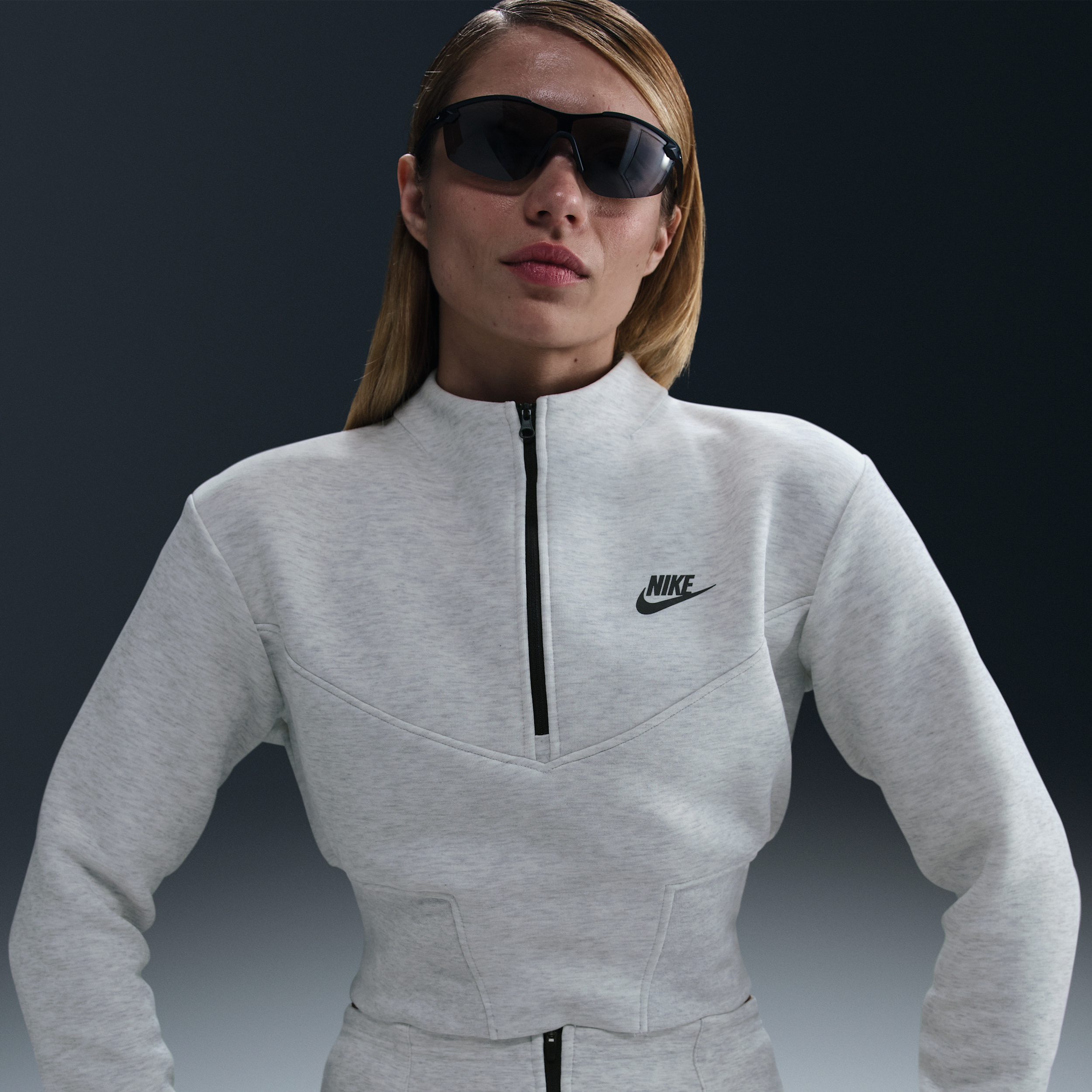 Nike Women's Sportswear Tech Fleece Cropped 1/2-zip Top In Grey