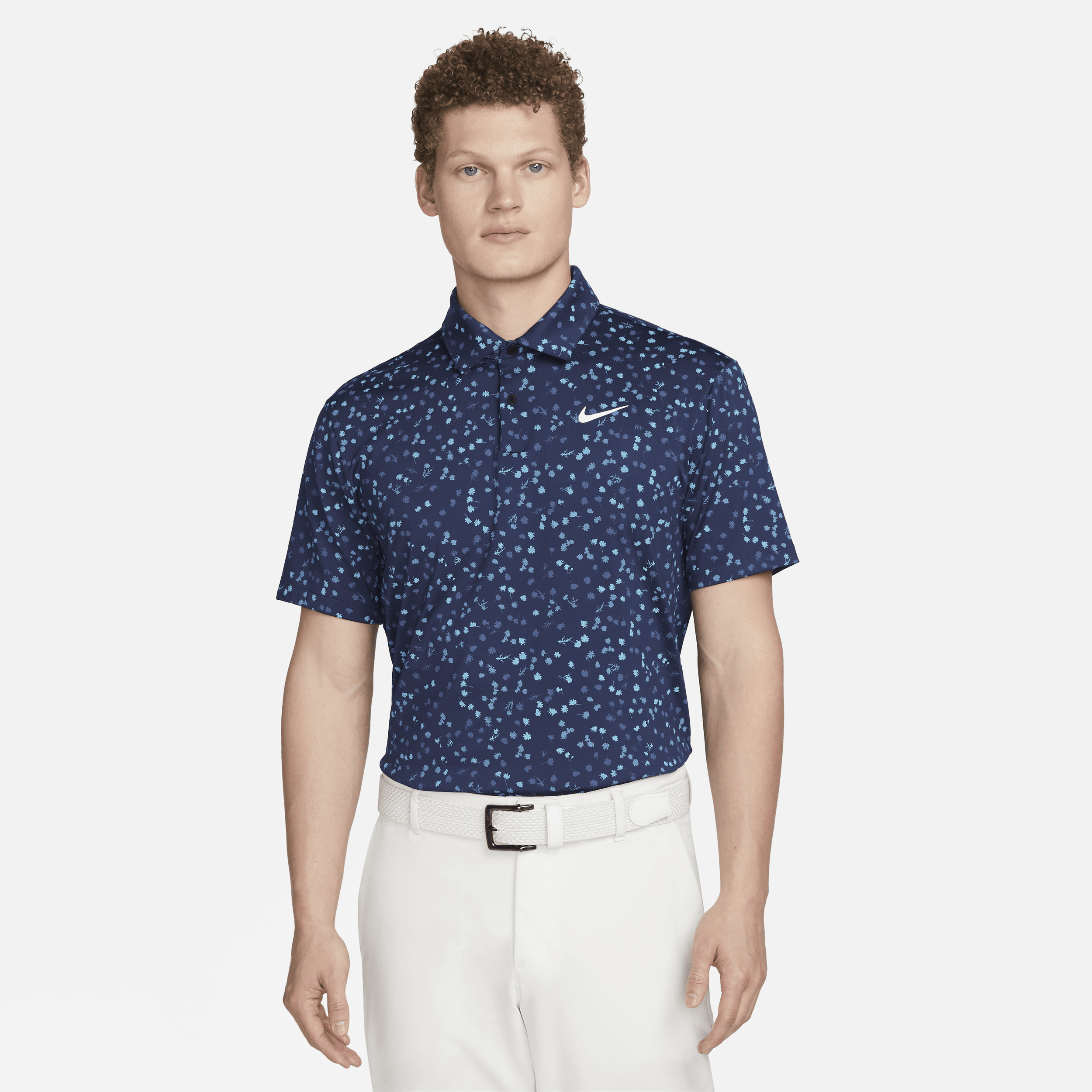Shop Nike Men's Dri-fit Tour Floral Golf Polo In Blue