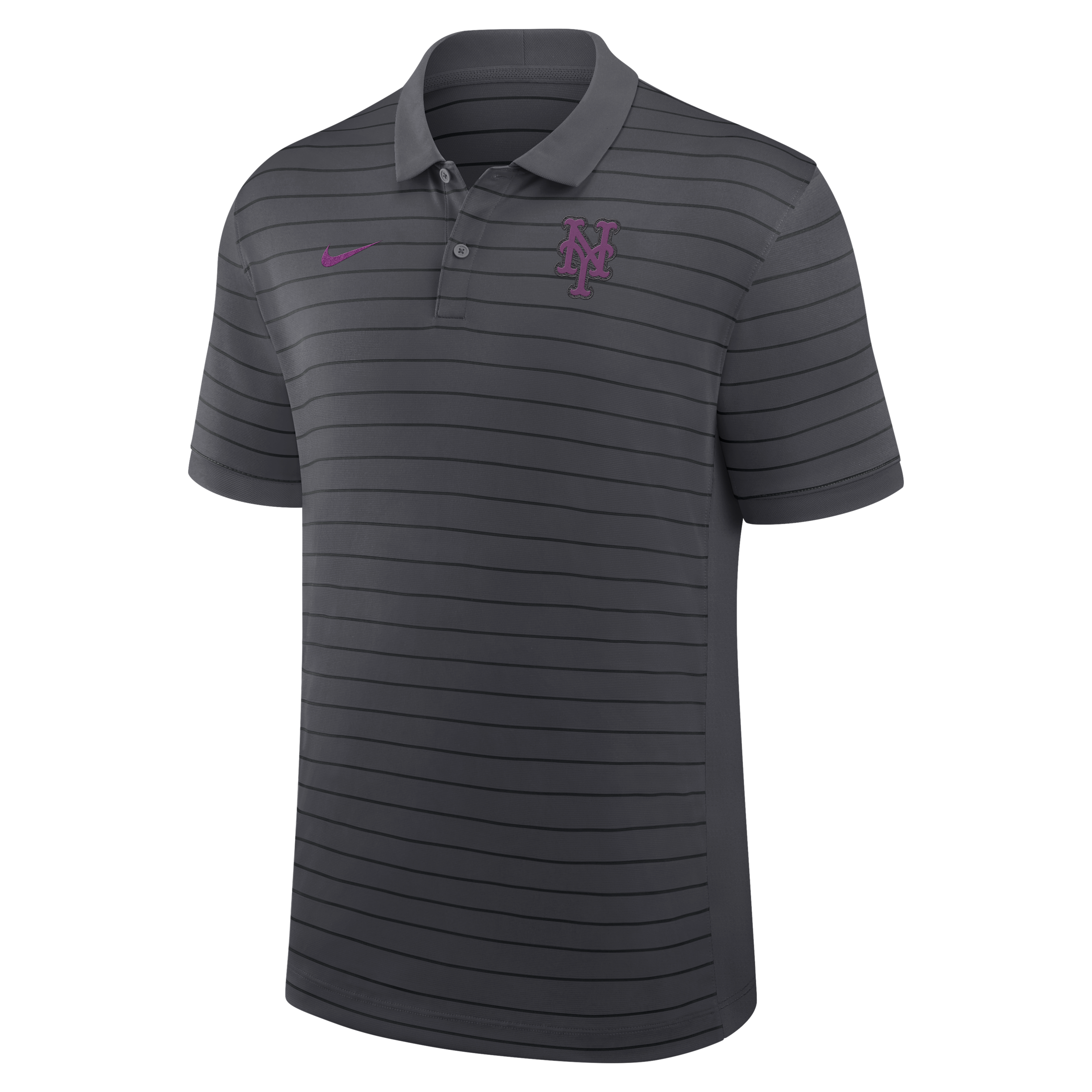Nike Men's Anthracite/Black New York Mets Authentic Collection City Connect Striped Victory Dri-fit Polo Shirt - Anthracite, Black