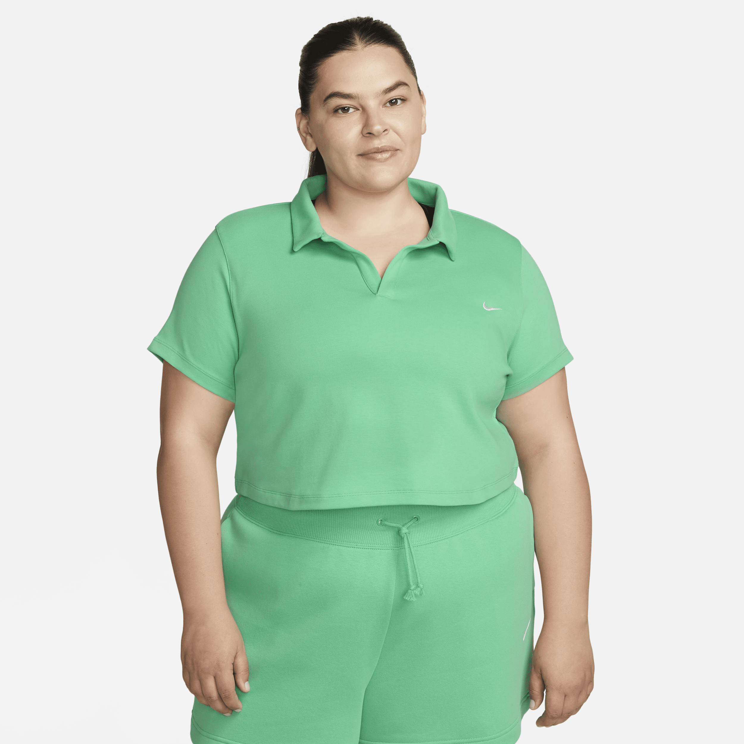 Nike Women's  Sportswear Essential Short-sleeve Polo Top (plus Size) In Green