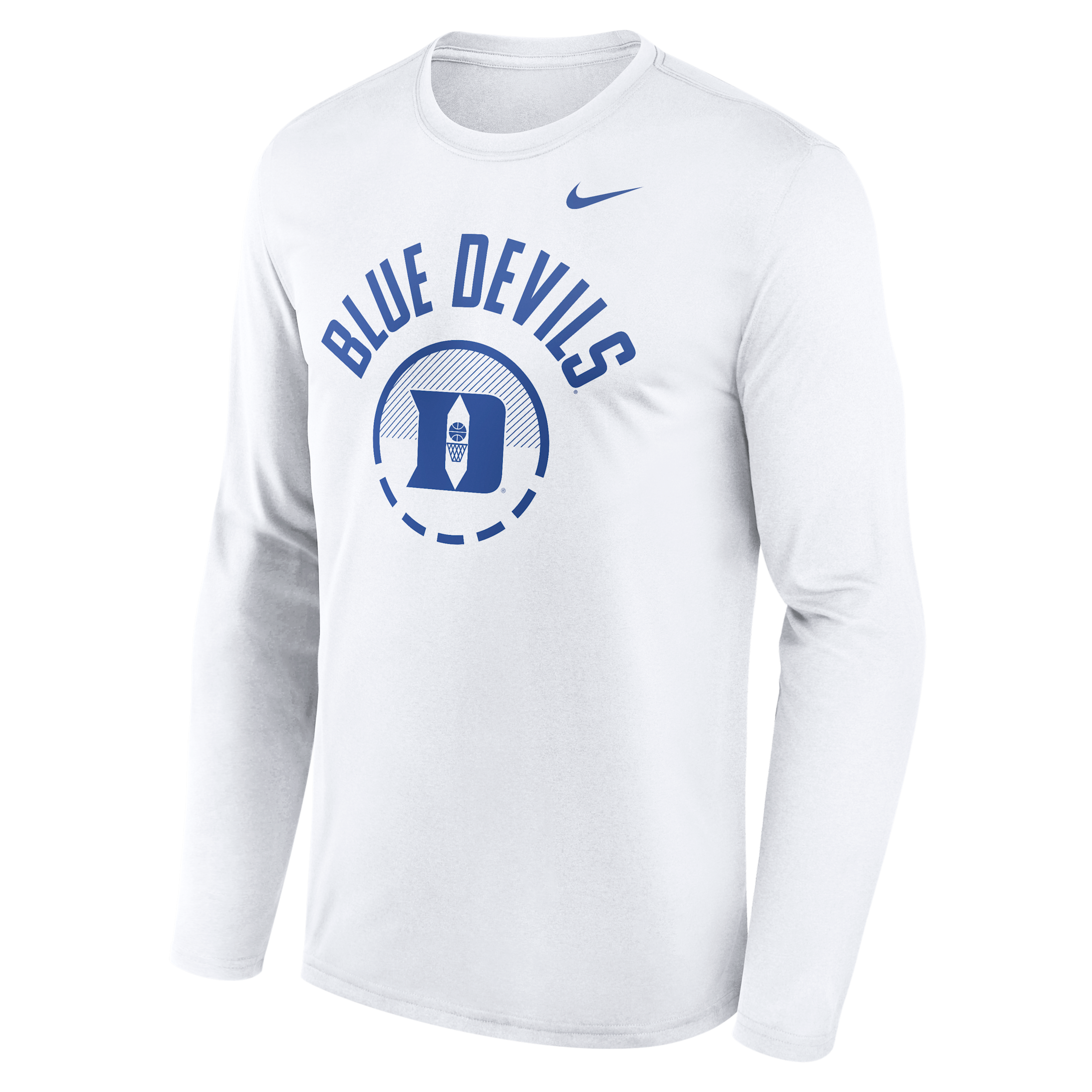 Duke Courtside Nike Men's Dri-FIT College Long-Sleeve T-Shirt in White | 02TJ10ADU-FFP
