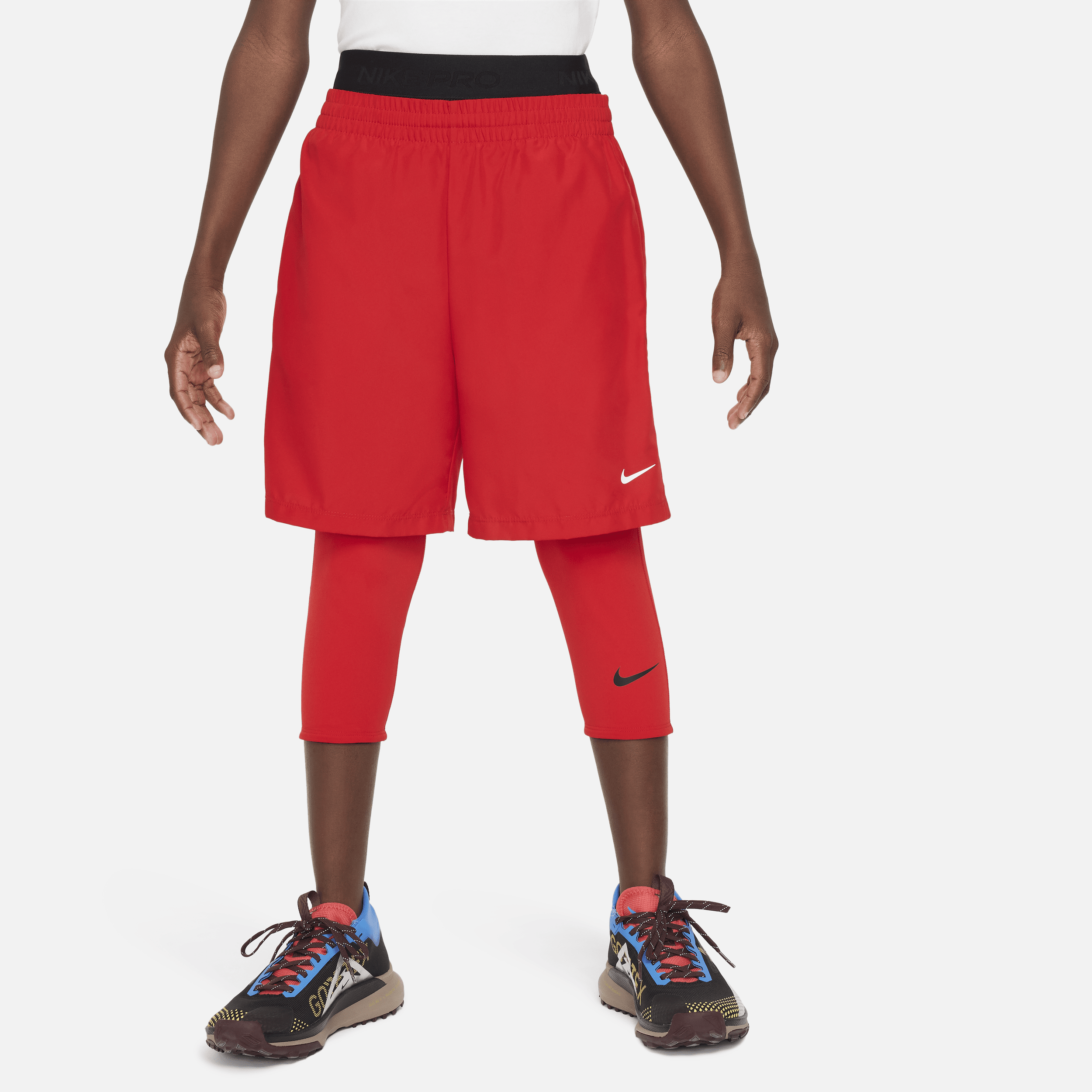 Nike Pro Dri-fit Big Kids' (boys') 3/4-length Tights In Red