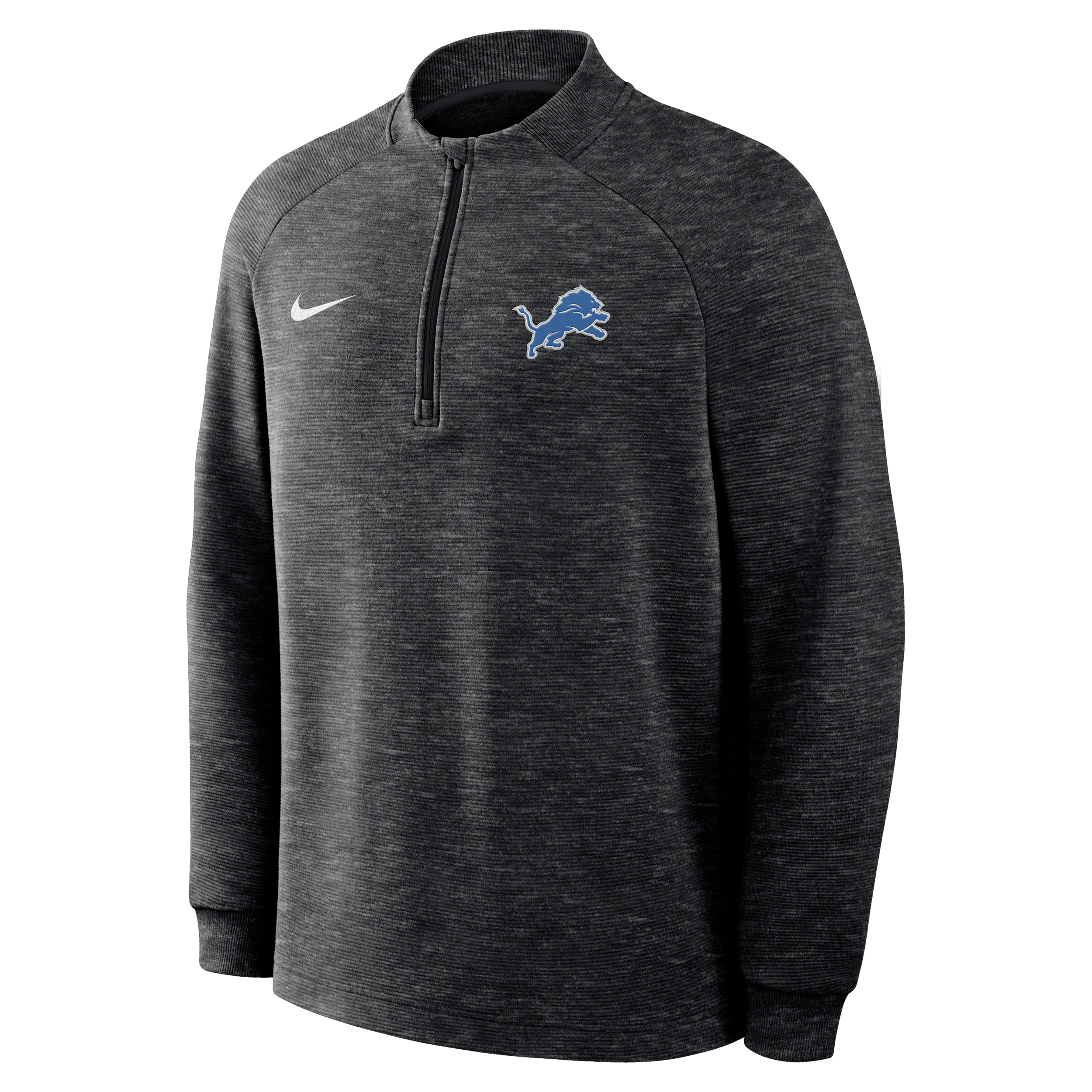 Men's Nike Heather Black Detroit Lions Par Raglan Tri-Blend Therma-FIT Half-Zip Pullover
