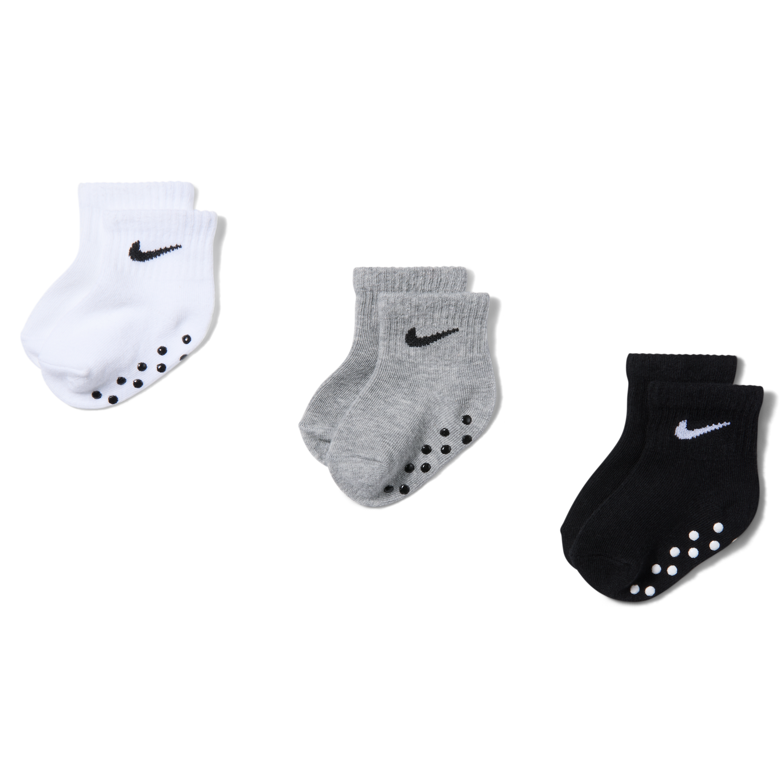 Nike Baby Boys or Baby Girls Core Ankle Gripper Socks, Pack of 3 - Gray