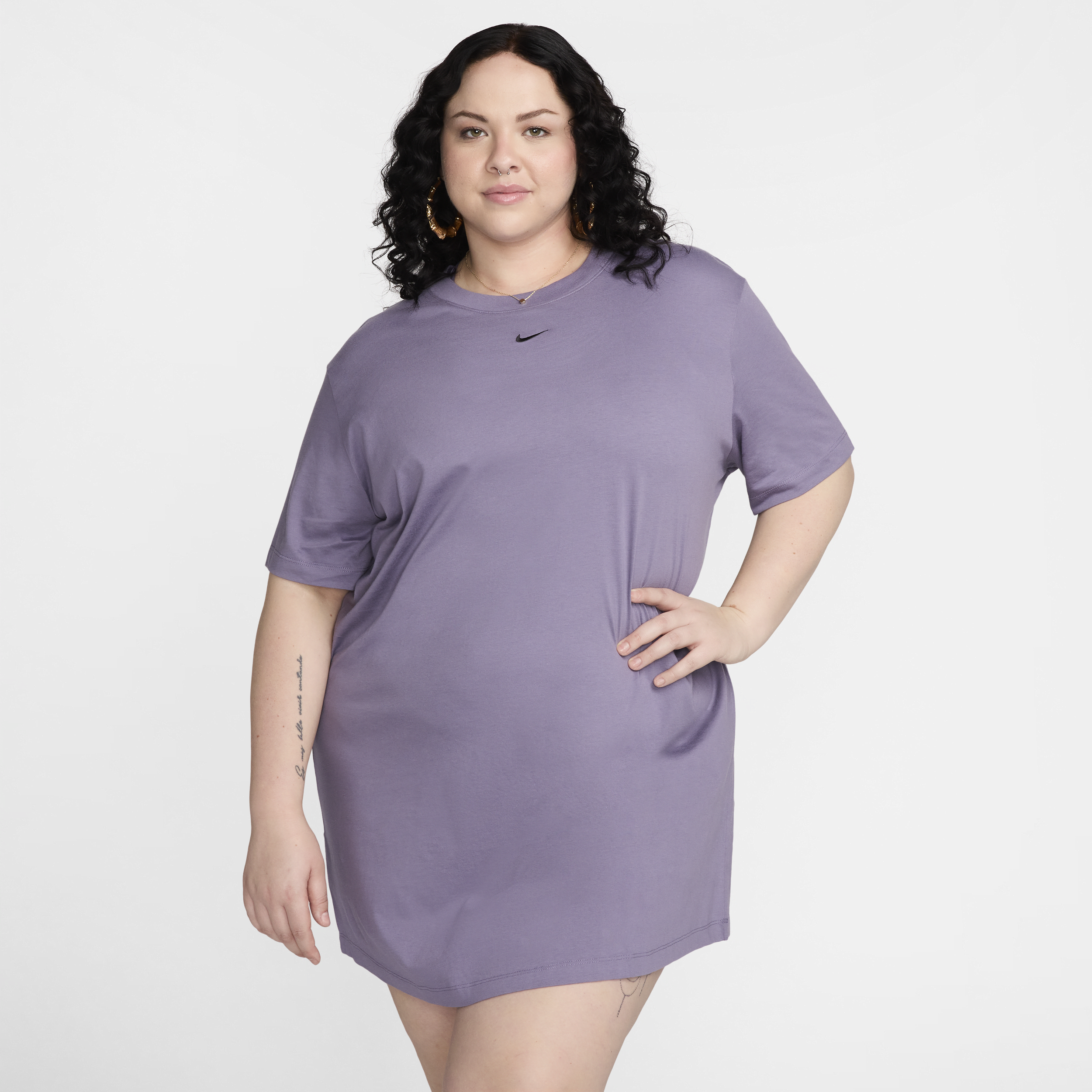 Nike Women's  Sportswear Essential Short-sleeve T-shirt Dress (plus Size) In Purple