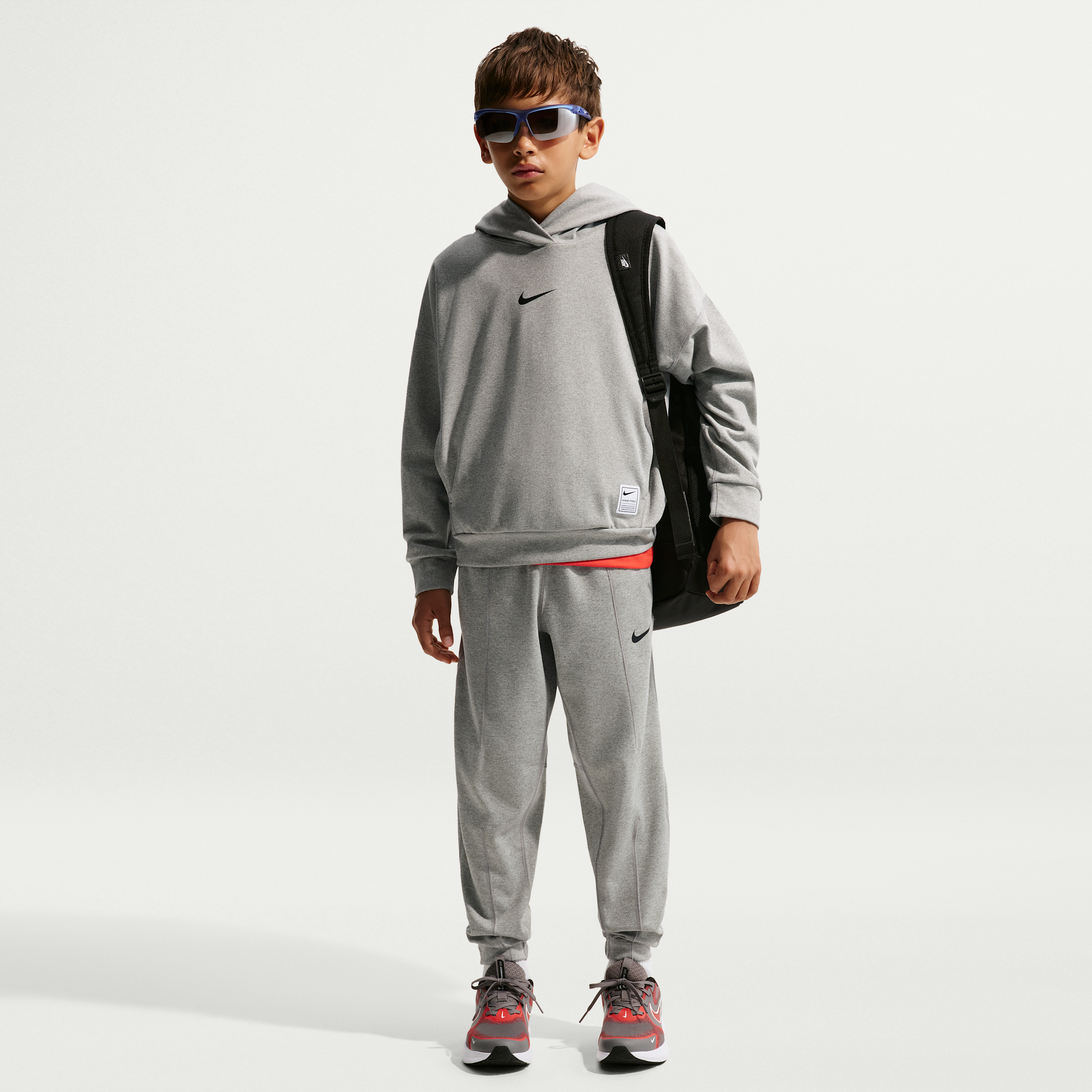 Nike Pro Big Kids' (Boys') Dri-FIT Fleece Pants in Grey | IF1725-063