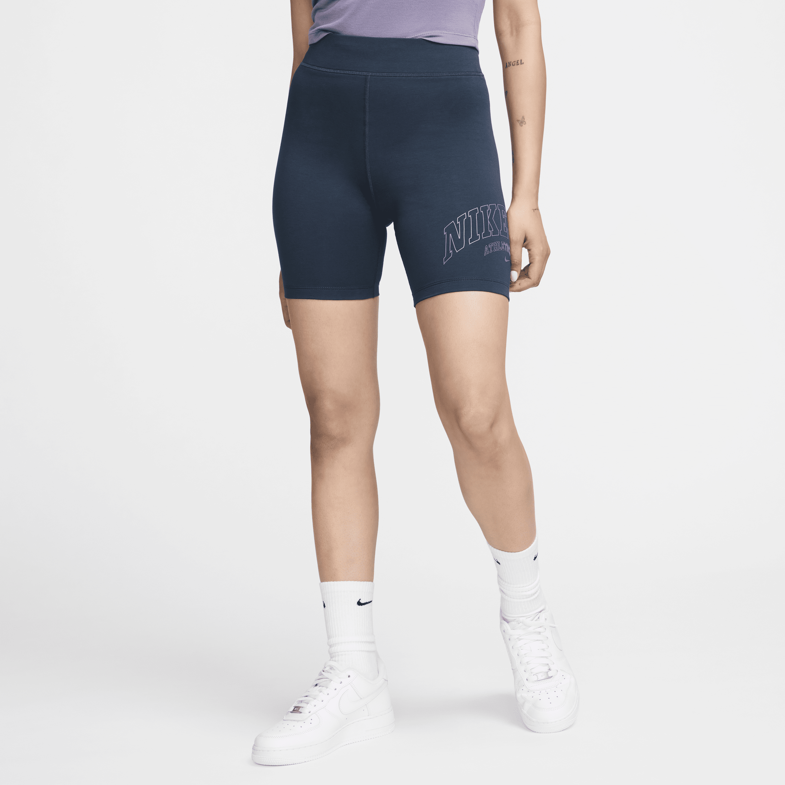 Shop Nike Women's  Sportswear Classic High-waisted 8" Biker Shorts In Blue