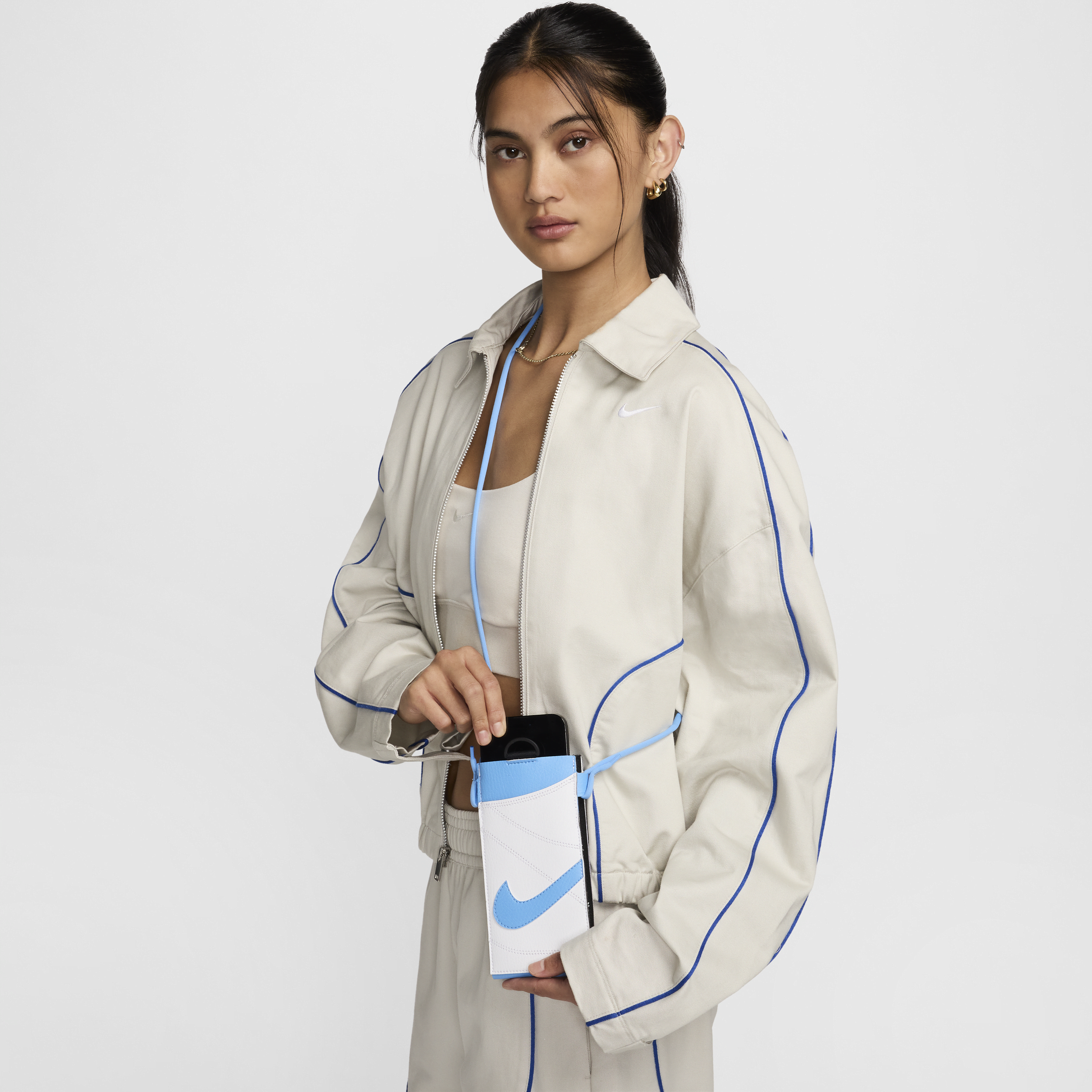 Shop Nike Unisex Premium Phone Crossbody Bag In Blue