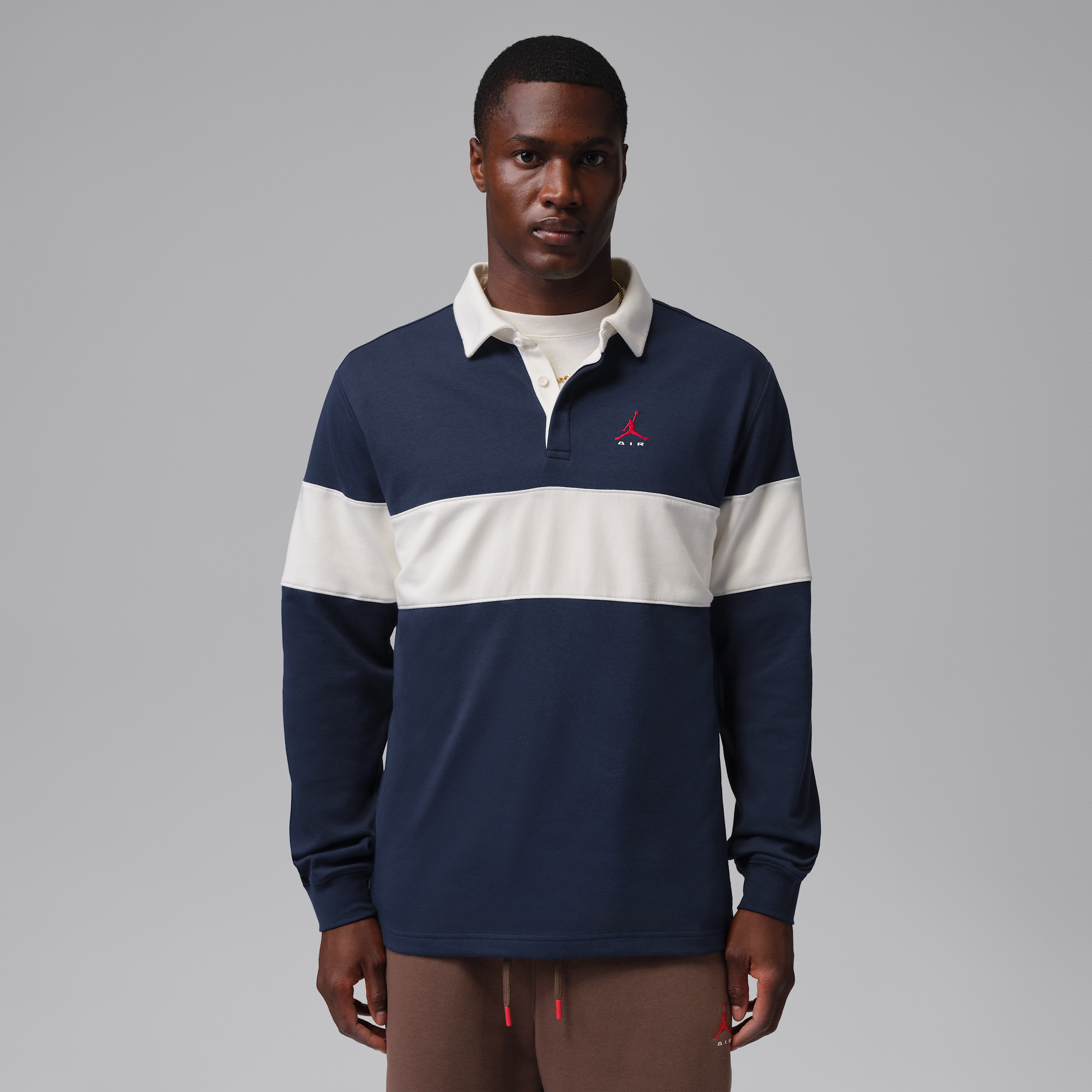 Men's Jordan Brooklyn Long-Sleeve Polo in Blue | IO2450-419