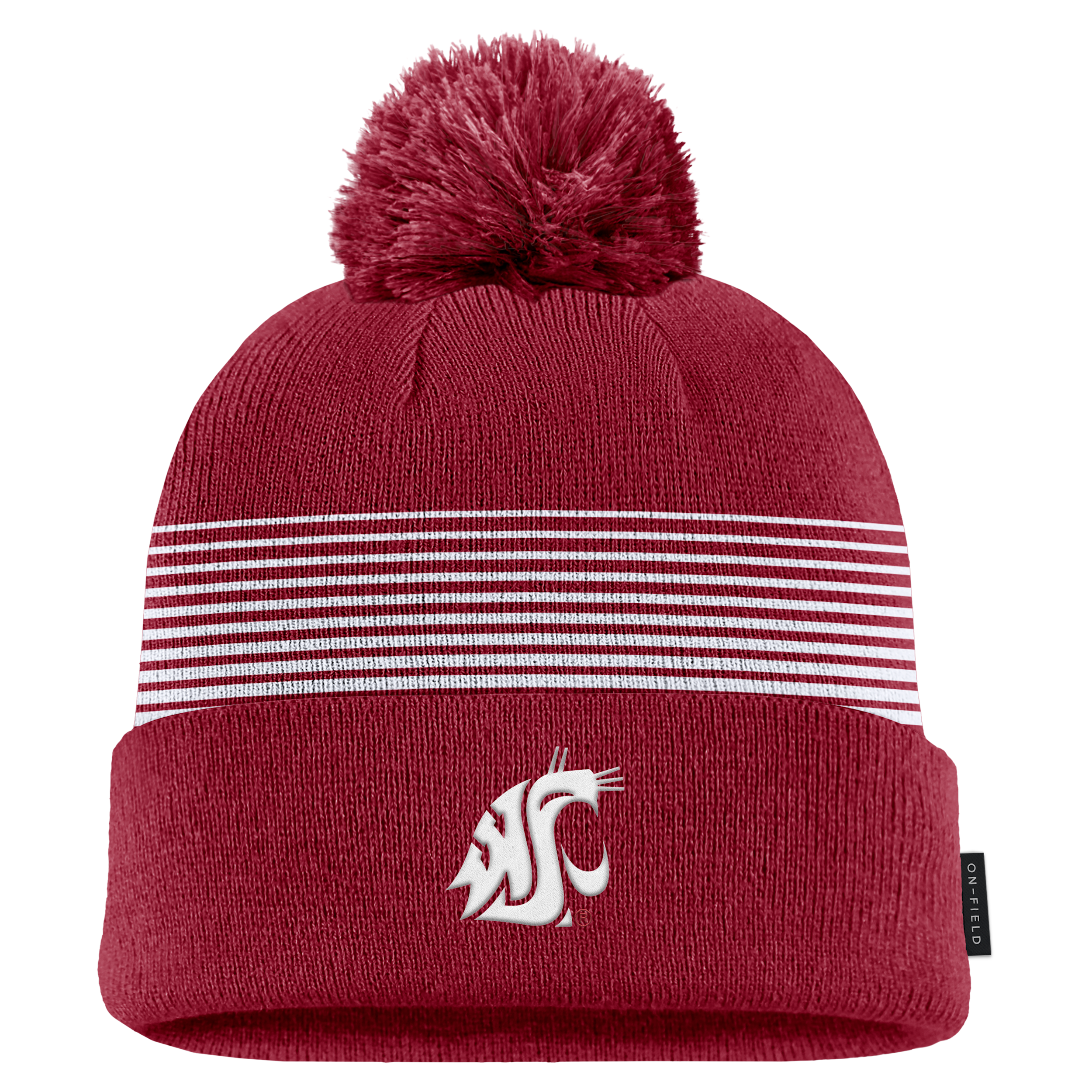 Nike Men's Crimson Washington State Cougars 2026 On-Field Peak Cuffed Knit Hat with Pom - Crimson