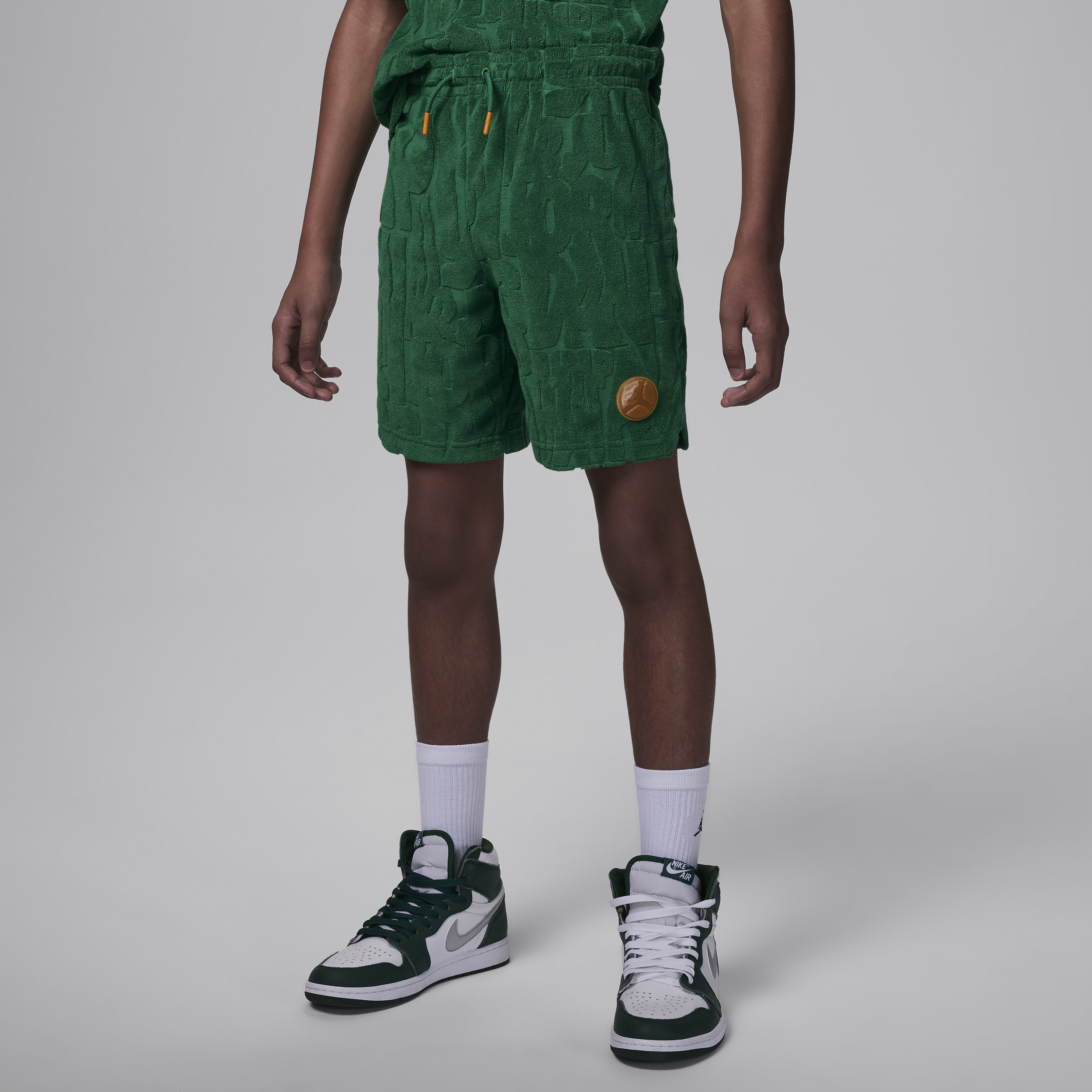 Jordan Fuel Up, Cool Down Big Kids' Terry Shorts In Green