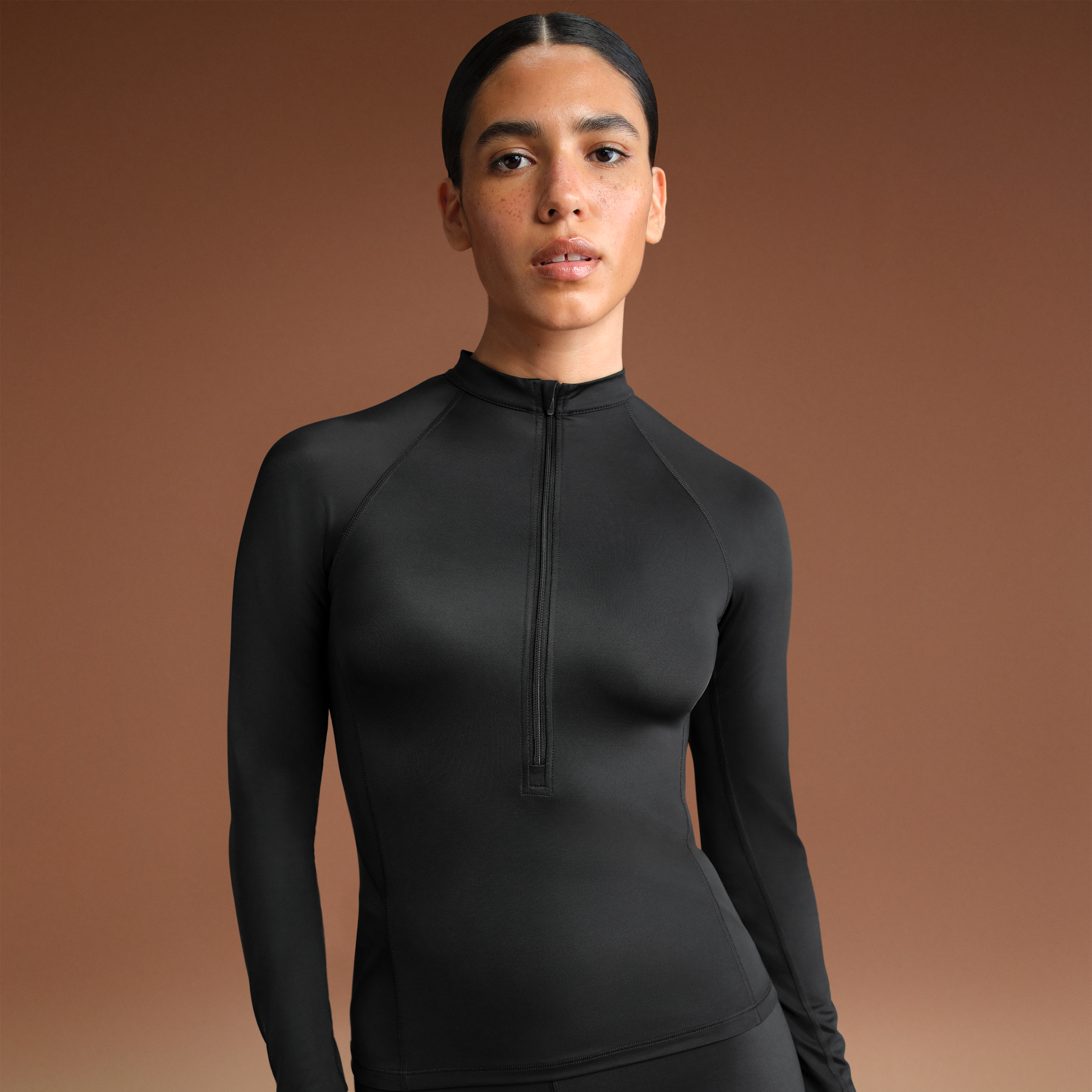 Nike Women'sskims Shine Long-sleeve Half-zip Top In Black