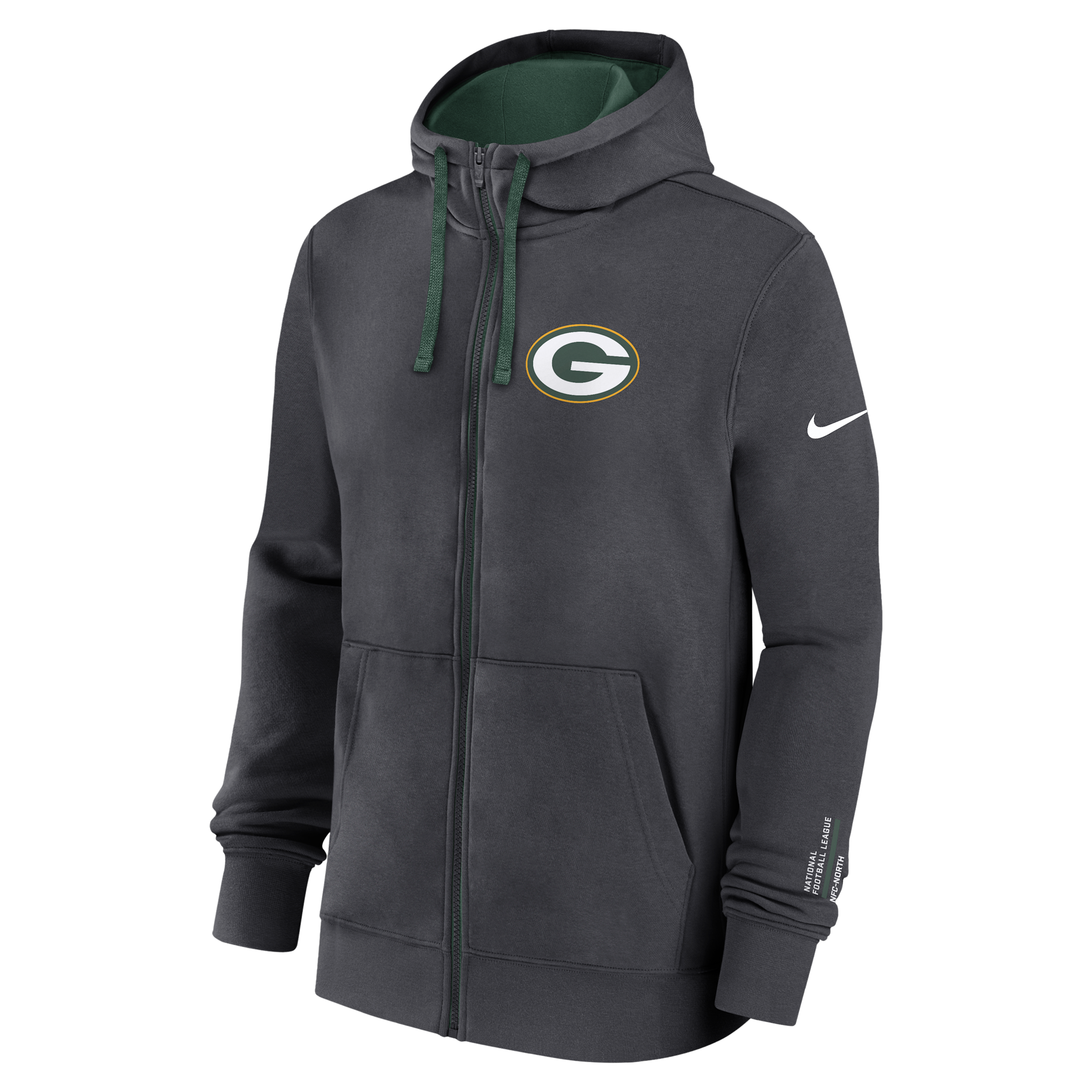 Nike Green Bay Packers Playbook Page Club  Men's Nfl Full-zip Hoodie In Gray