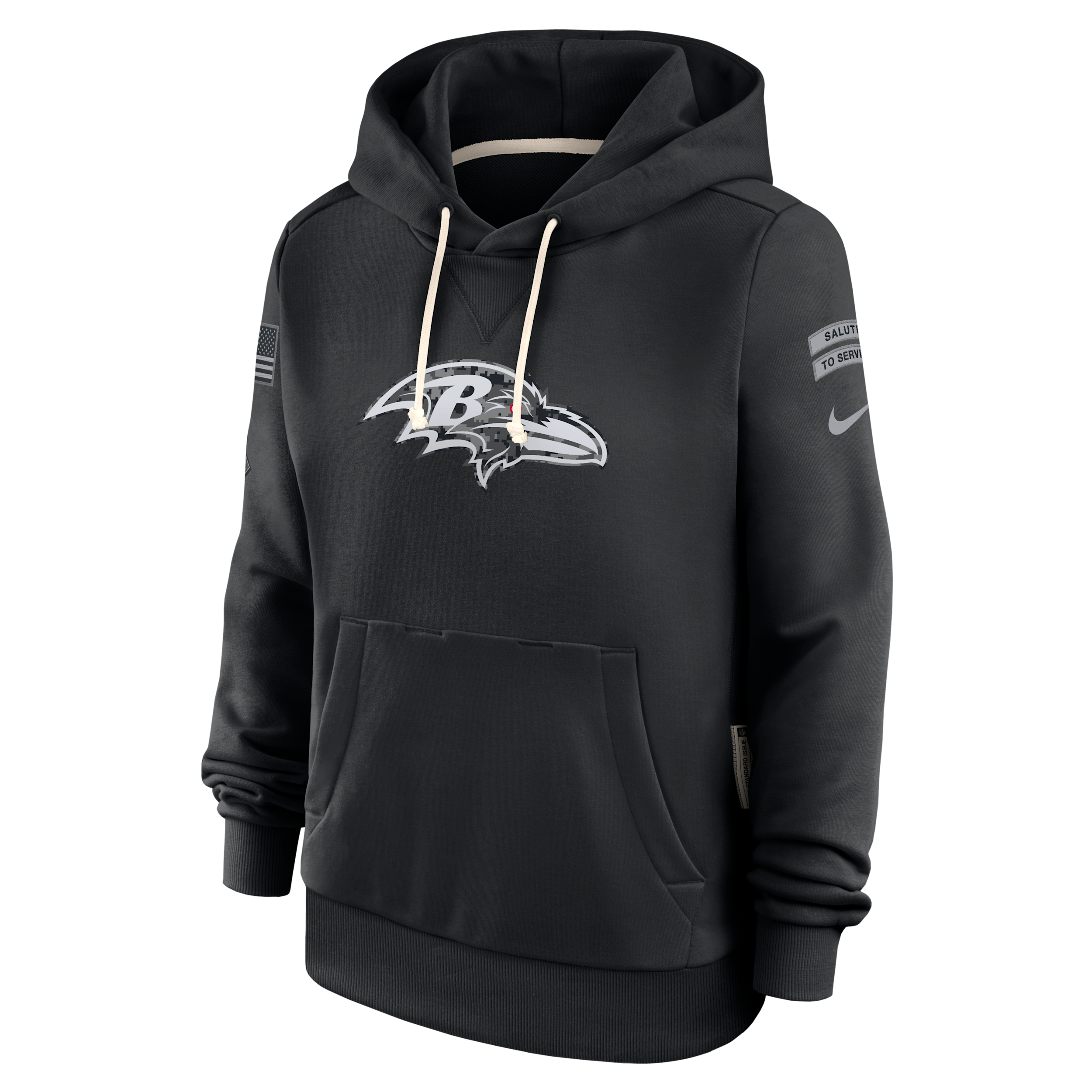Baltimore Ravens Salute to Service Sideline Nike Women's Dri-FIT NFL Pullover Hoodie in Black | 03C300AA23-CYB