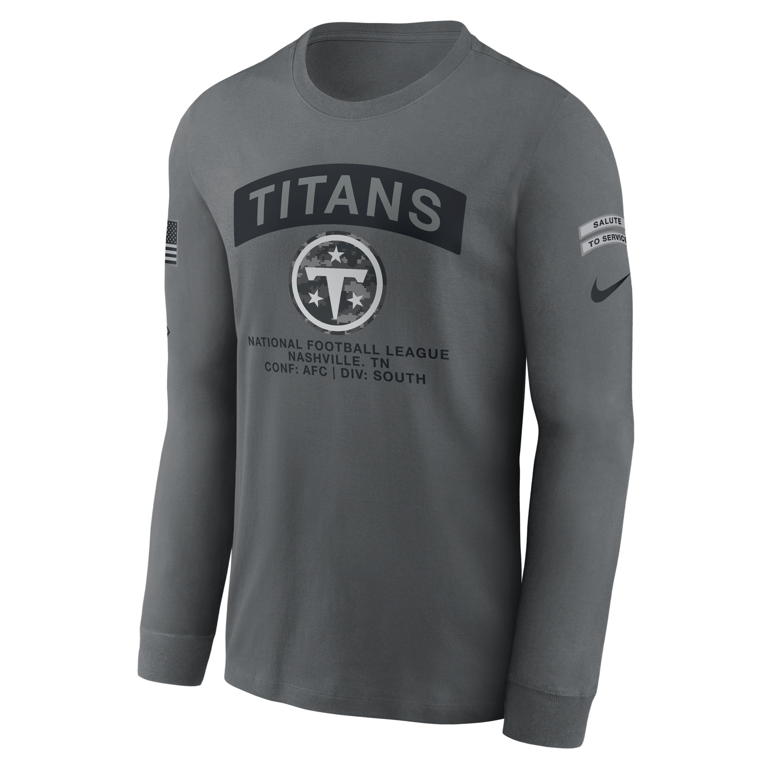 Tennessee Titans Salute to Service Nike Men's NFL Long-Sleeve T-Shirt in Grey | NKAC0AIA5A-RFD