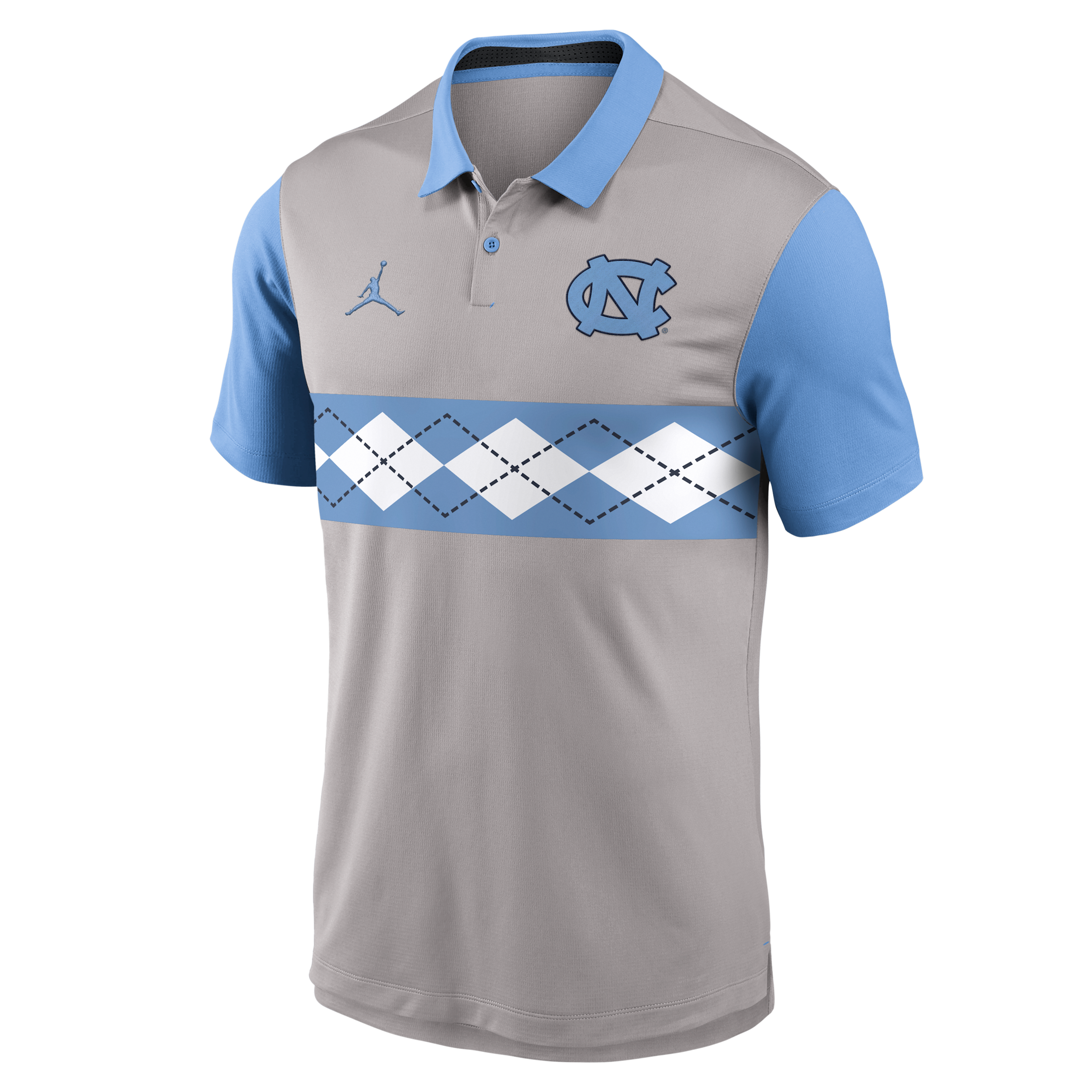 Jordan Men's Gray/Carolina Blue North Carolina Tar Heels Vapor Performance Polo Shirt - Gray, Light Blue
