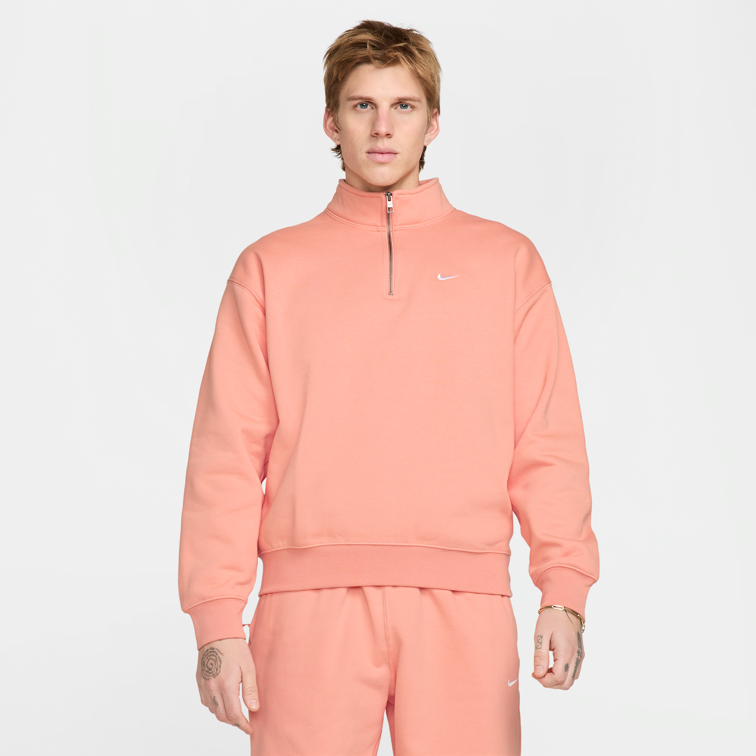 Nike Men's Solo Swoosh 1/4-zip Top In Orange