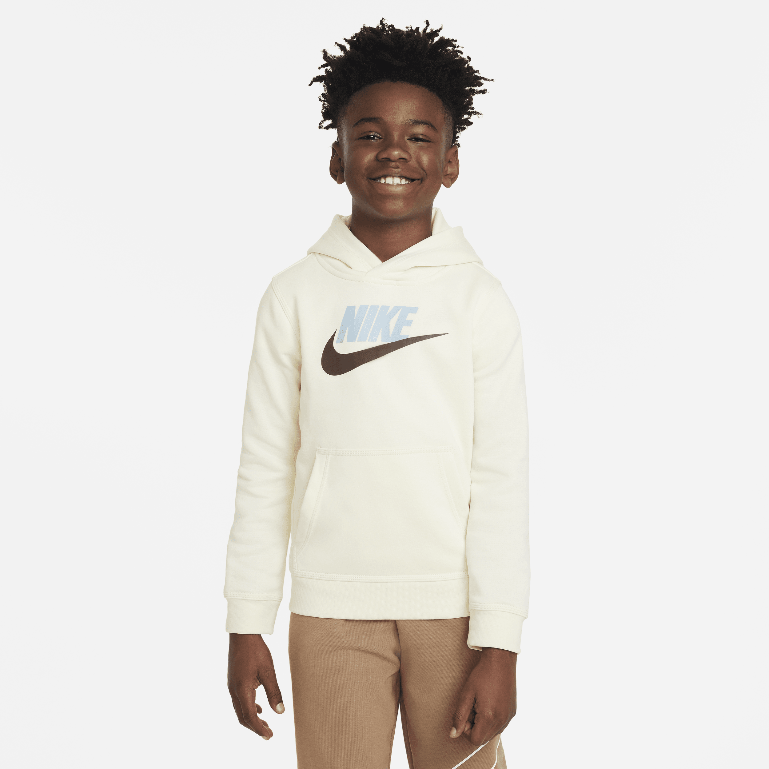 Nike Sportswear Club Fleece Big Kids' Pullover Hoodie In White
