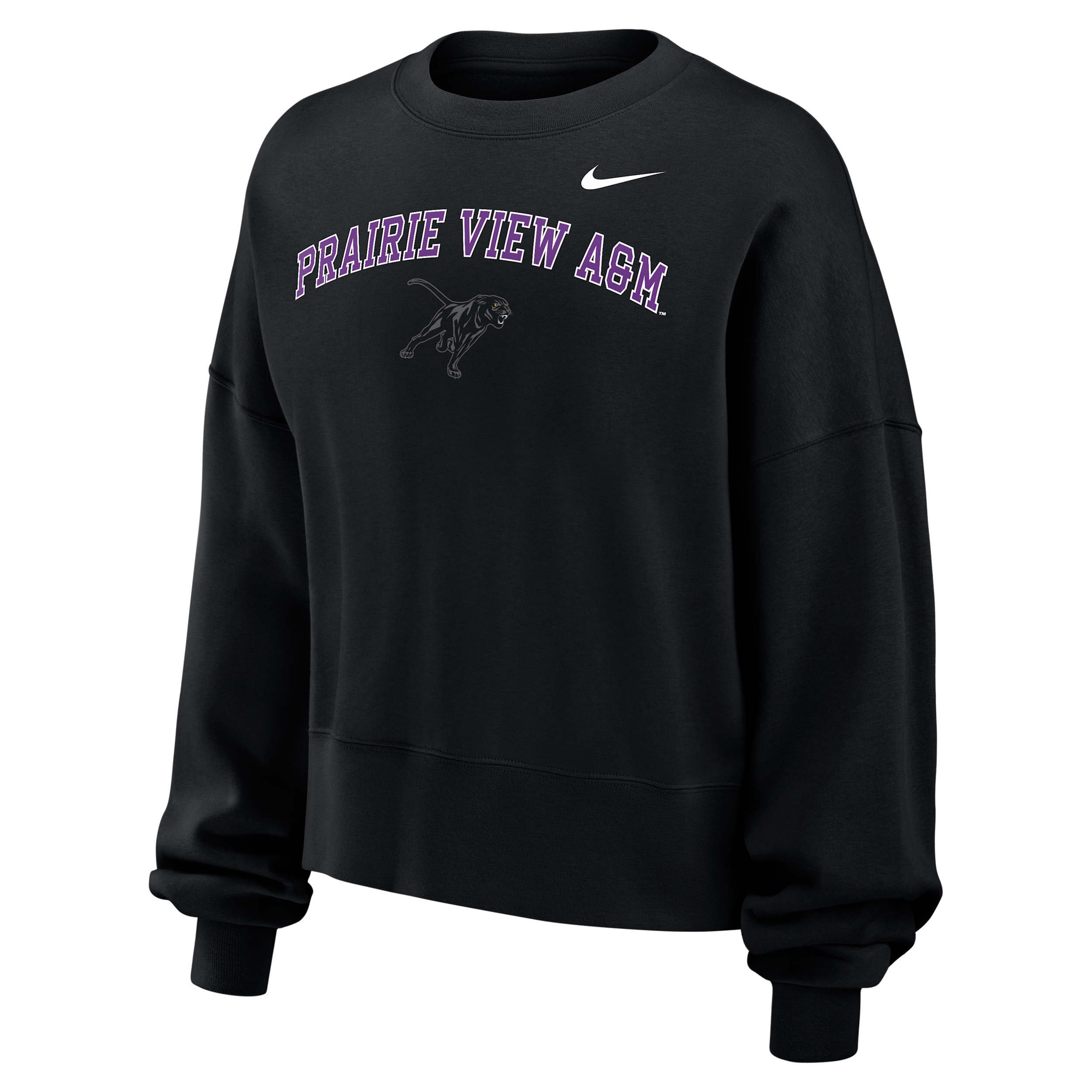 Nike Women's College (Prairie View A&M University) Phoenix Fleece Crewneck Sweatshirt in Black | W33302PVUN26-BLK