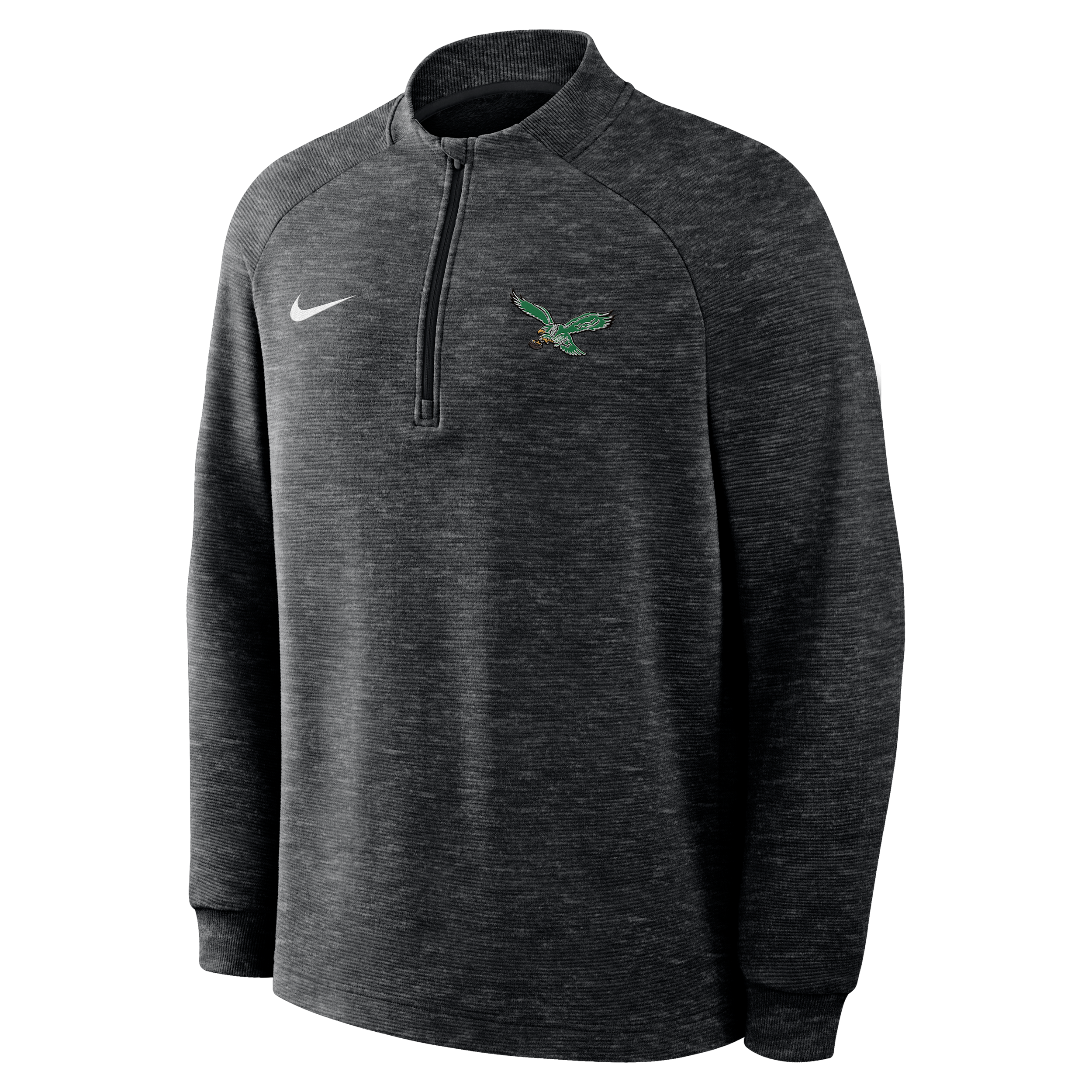Men's Nike Heather Black Philadelphia Eagles Par Raglan Tri-Blend Therma-FIT Half-Zip Pullover, Size: 2XL, Charco