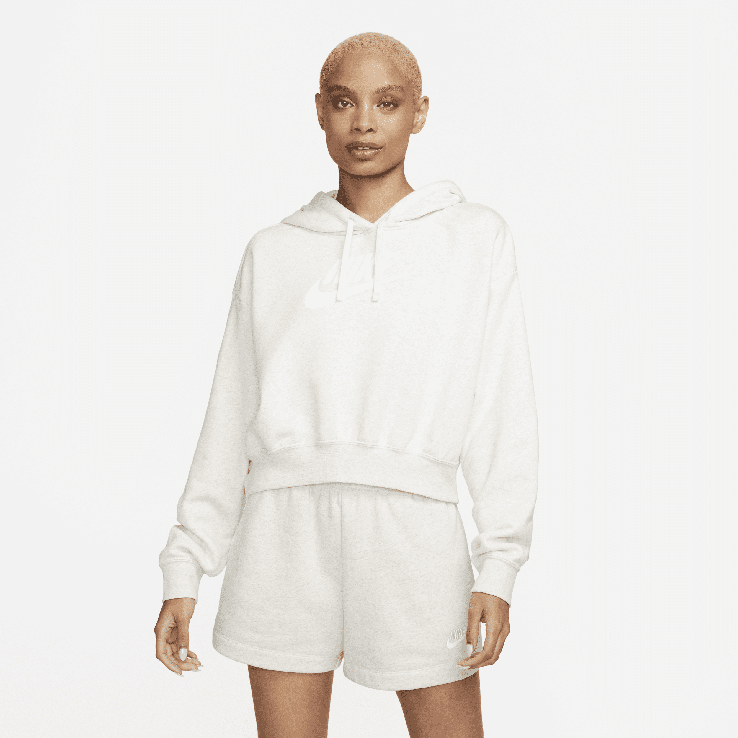 Nike Women's  Sportswear Club Fleece Oversized Crop Graphic Hoodie In Brown