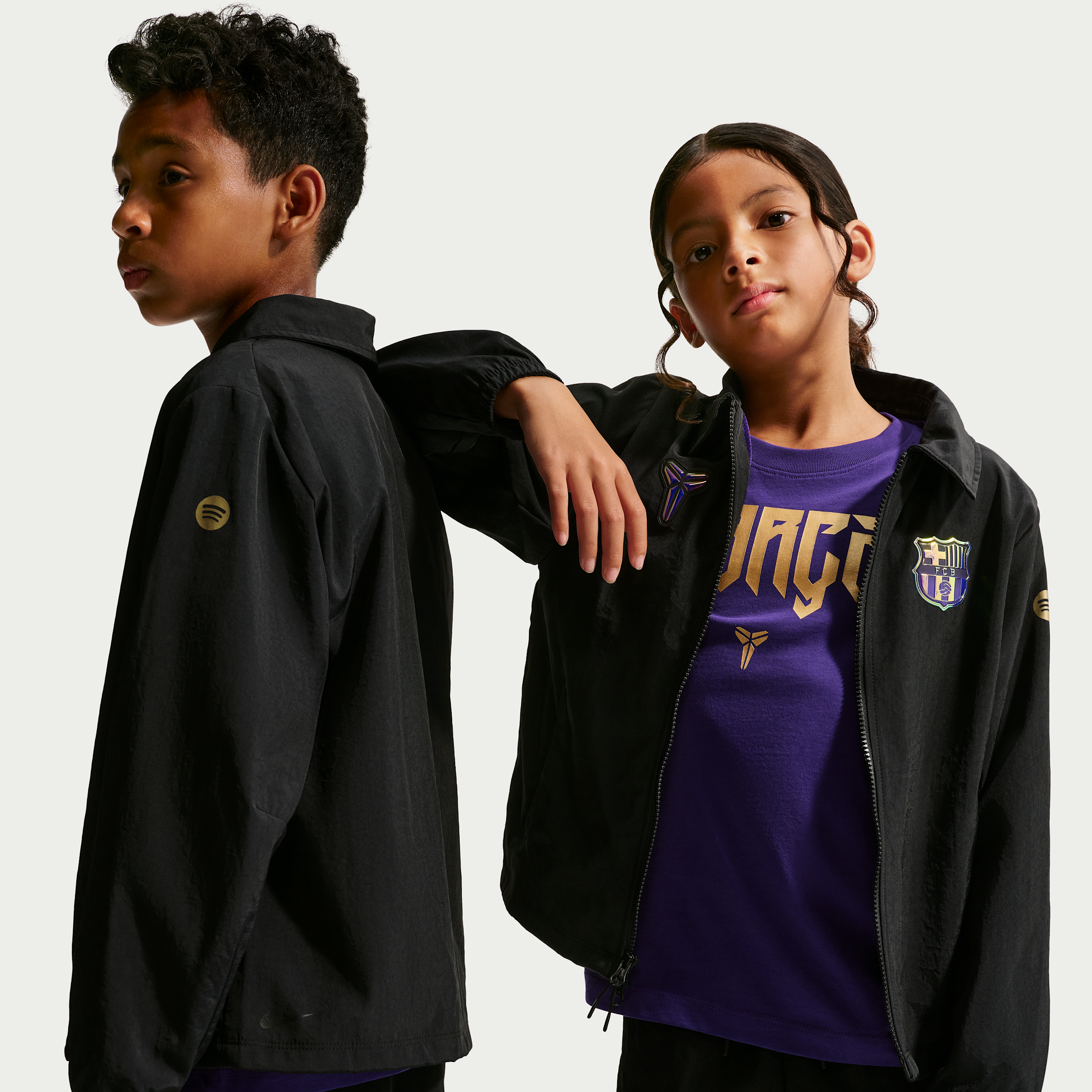 Nike Big Boys' and Girls' Black Barcelona 2026/27 Away Woven Full-Zip Jacket - Black