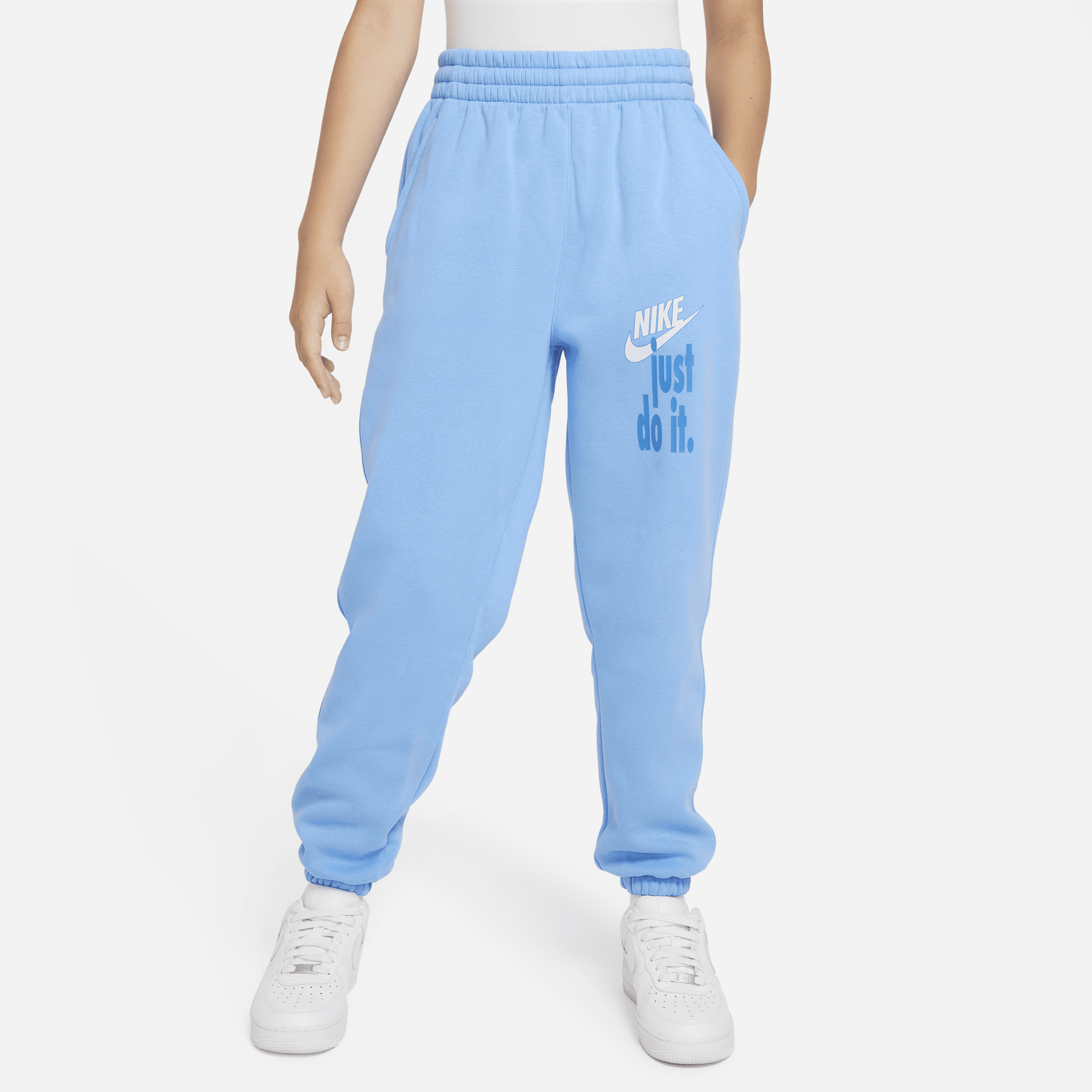 Shop Nike Sportswear Club Fleece Big Kids' (girls') Pants In Blue