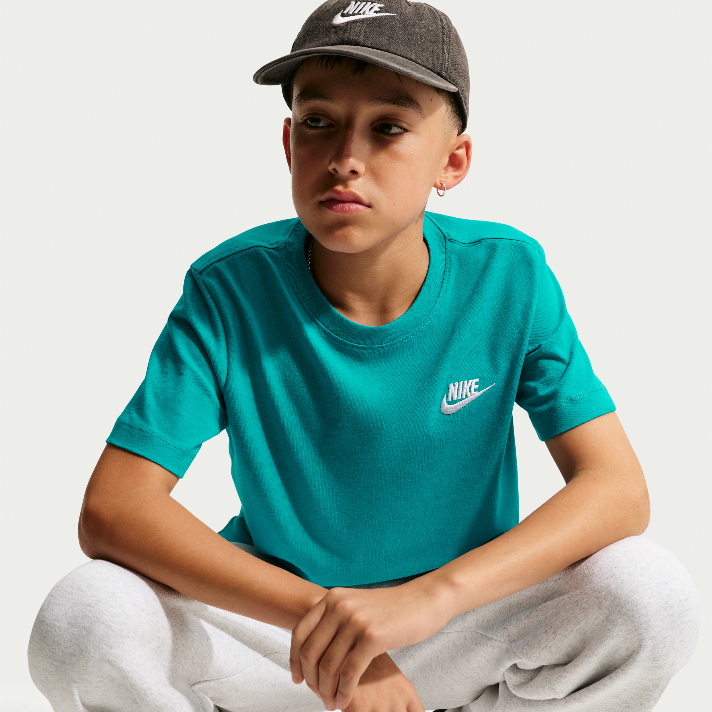 Nike Kids' Sportswear Embroidered Futura T-Shirt, Boys', XS, Energy