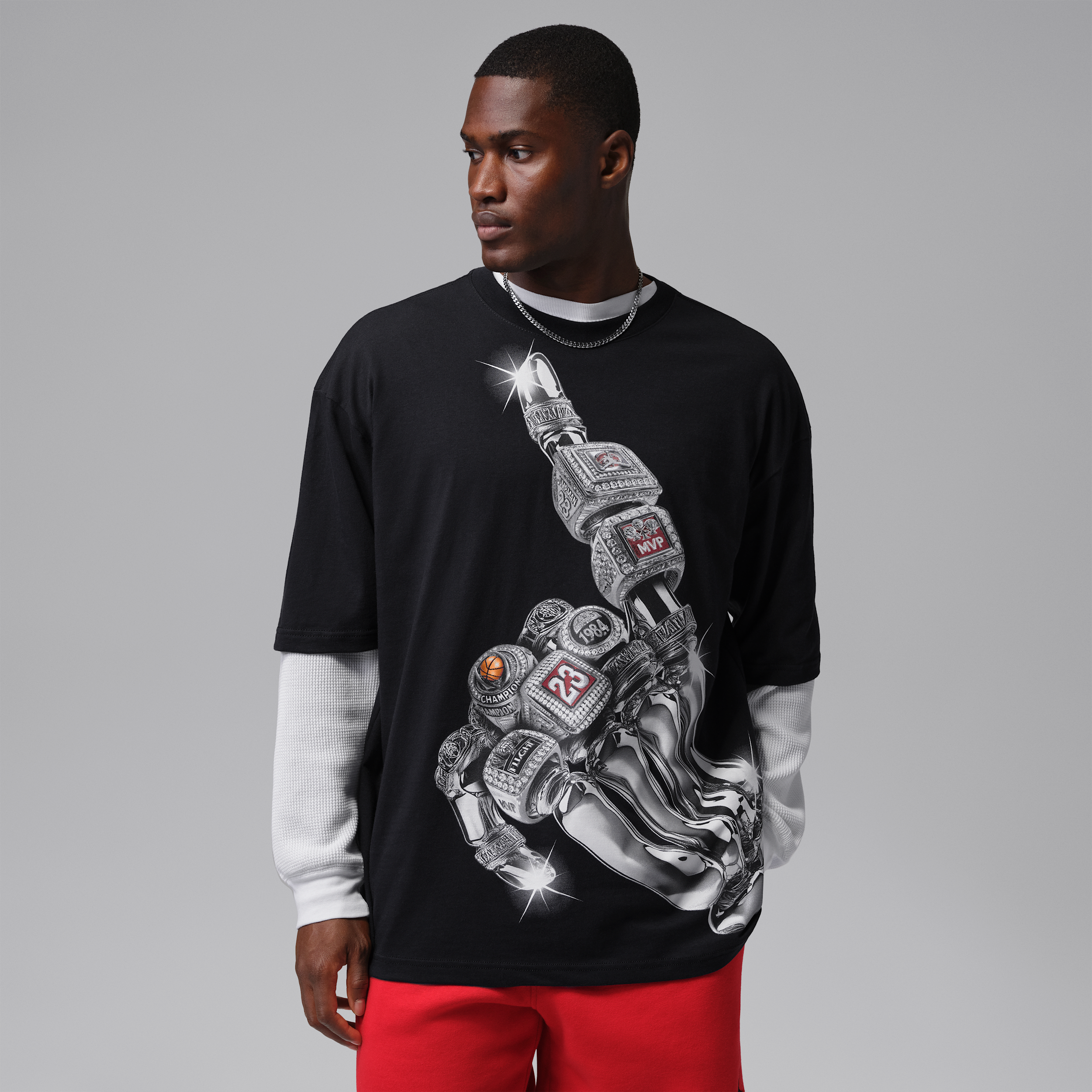 Jordan Men's Oversized Graphic T-Shirt, Medium, Black