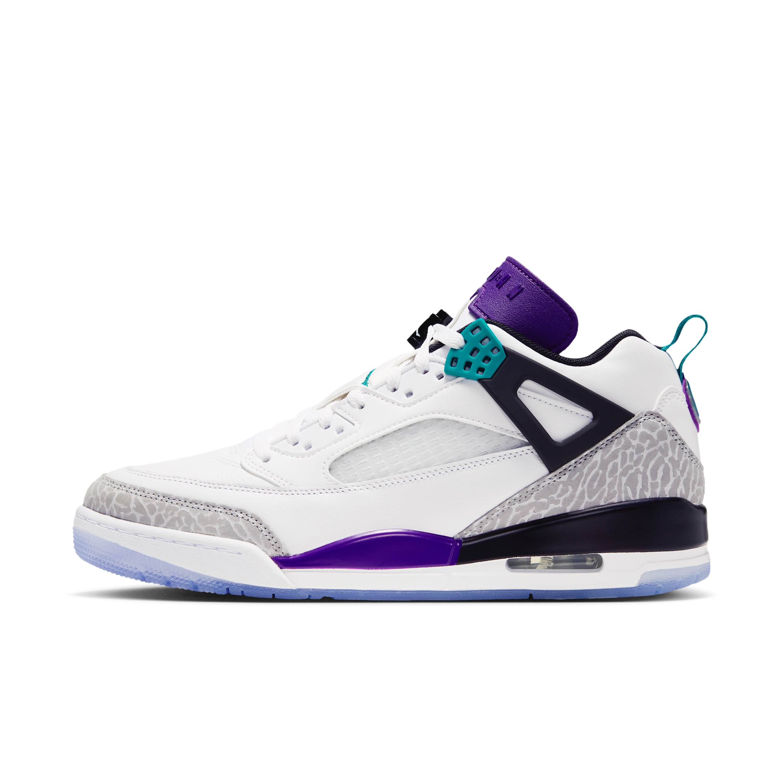 Jordan Spizike Low Shoes, Men's, M14/W15.5, White/Rio Teal-Court Purple-Lt Smoke Grey-Black
