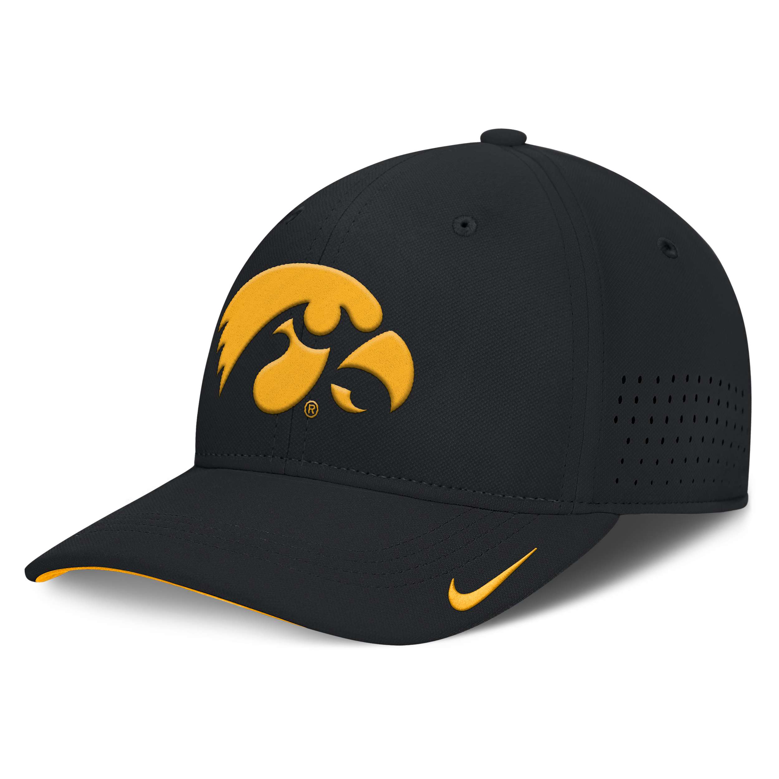 Nike Iowa On-field Gameday Swoosh Men's Dri-fit College Hat In Black