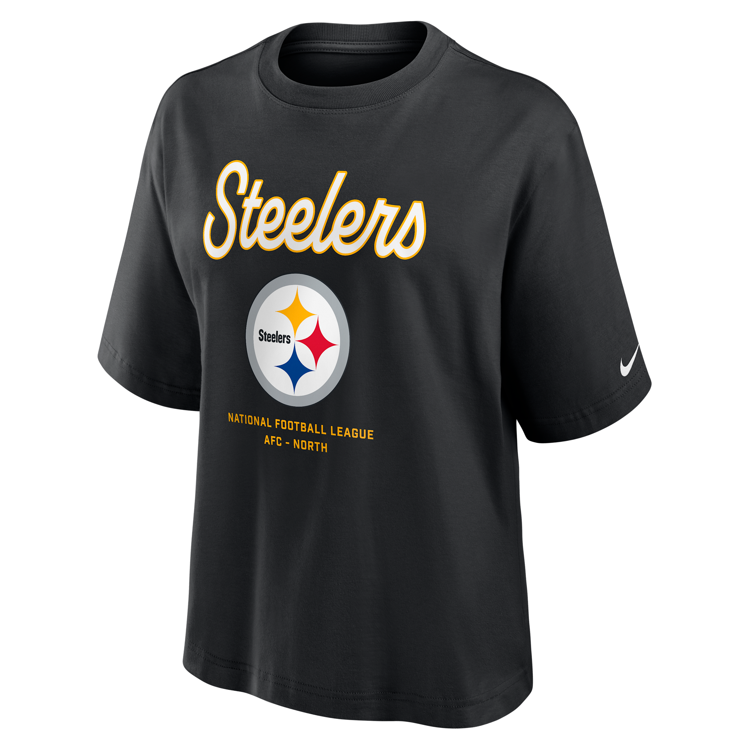 Nike Pittsburgh Steelers Essential Script Boxy  Women's Nfl T-shirt In Black