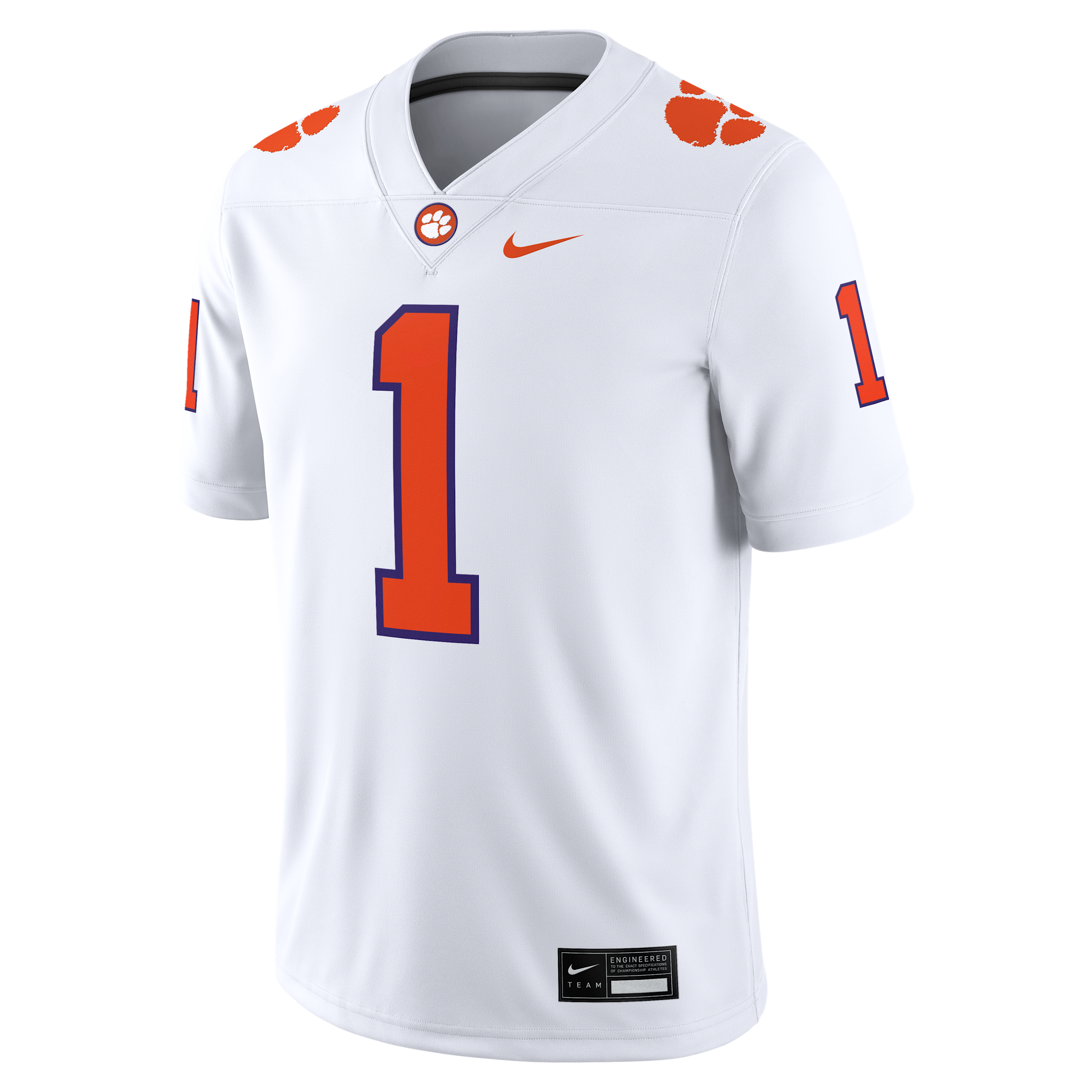 Nike Men's Clemson Tigers #1 White Dri-FIT Replica Football Game Jersey, Medium