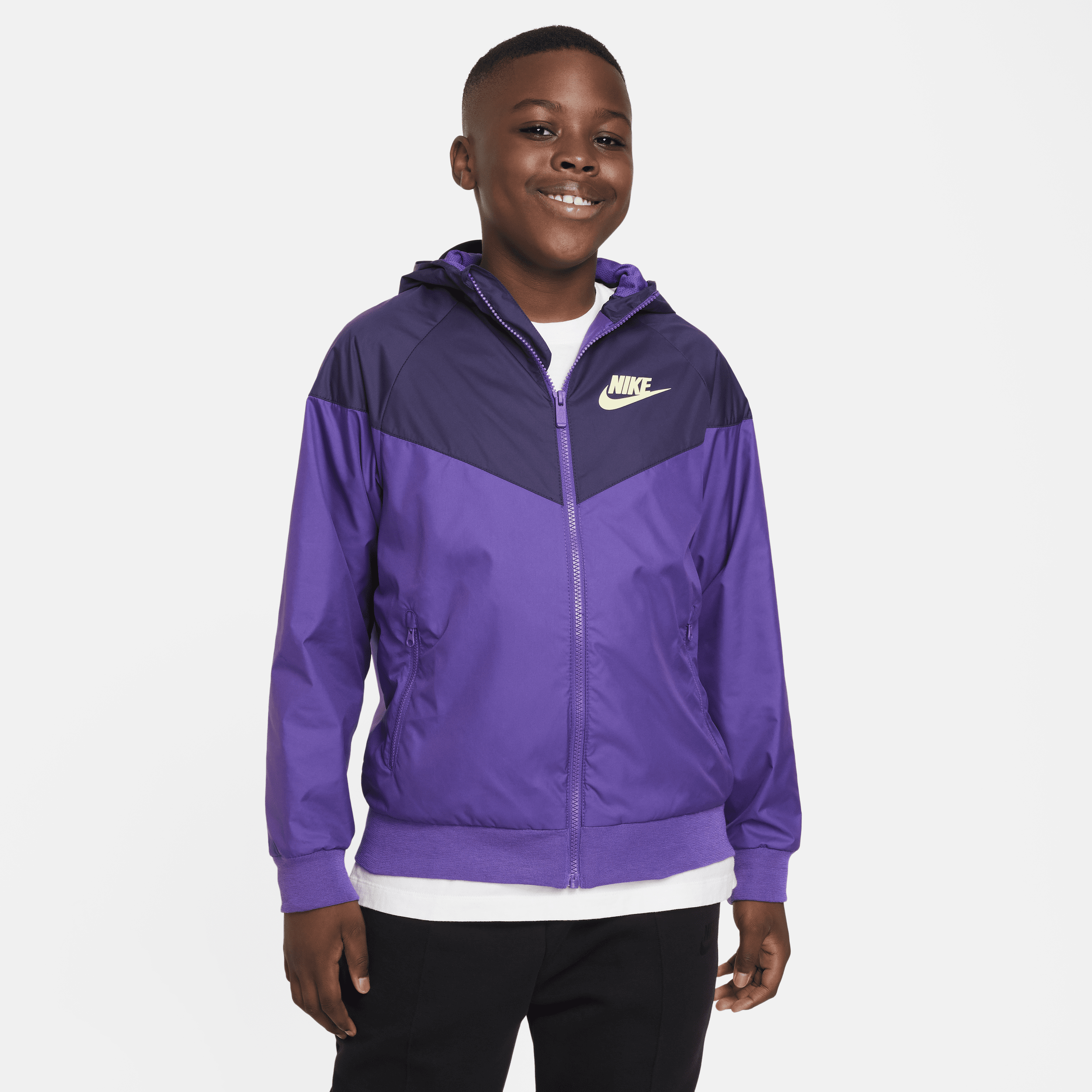 Nike Sportswear Windrunner Big Kids' (boys') Loose Hip-length Hooded Jacket (extended Size) In Purple
