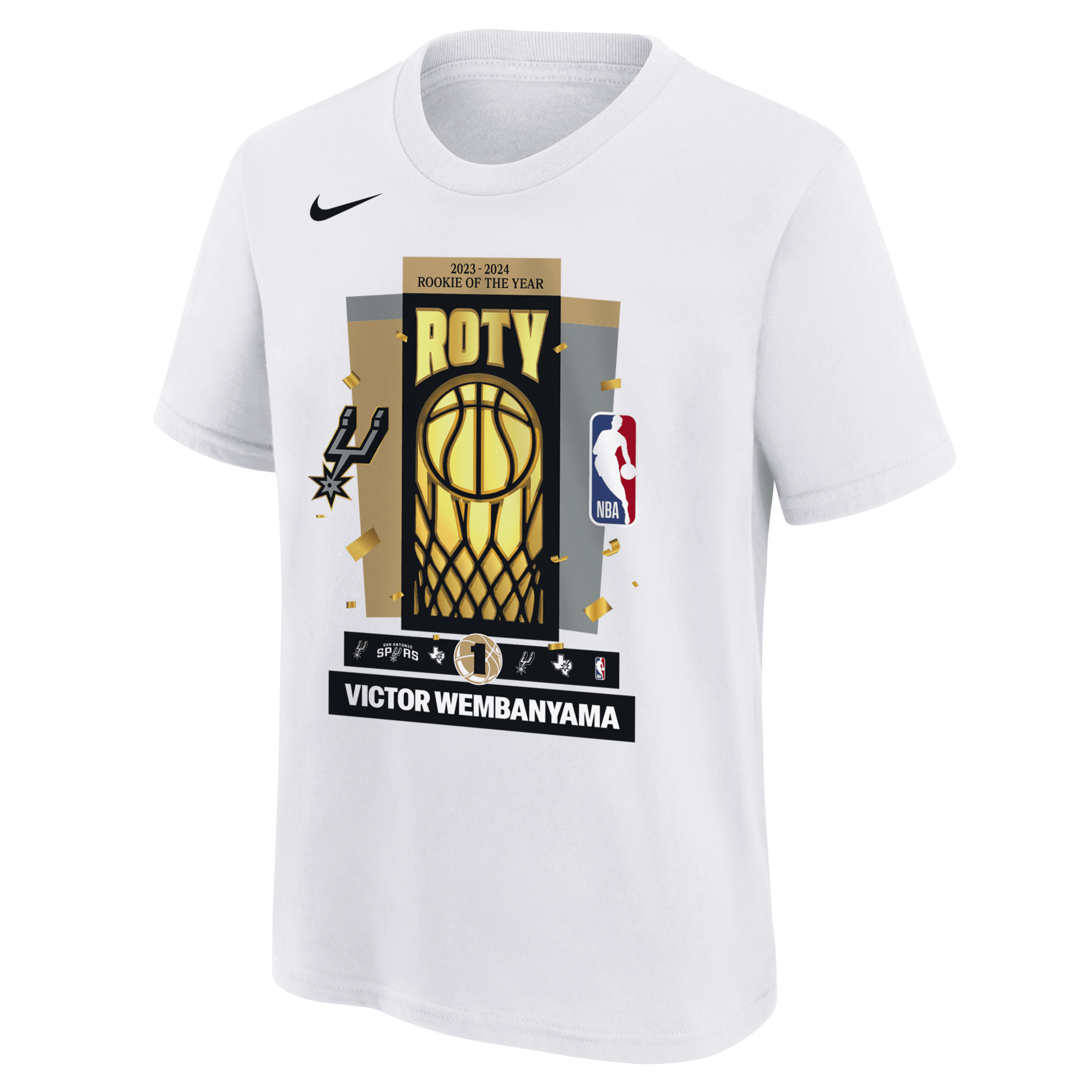 Shop Nike Victor Wembanyama San Antonio Spurs Big Kids'  Nba 2024 Rookie Of The Year T-shirt In White