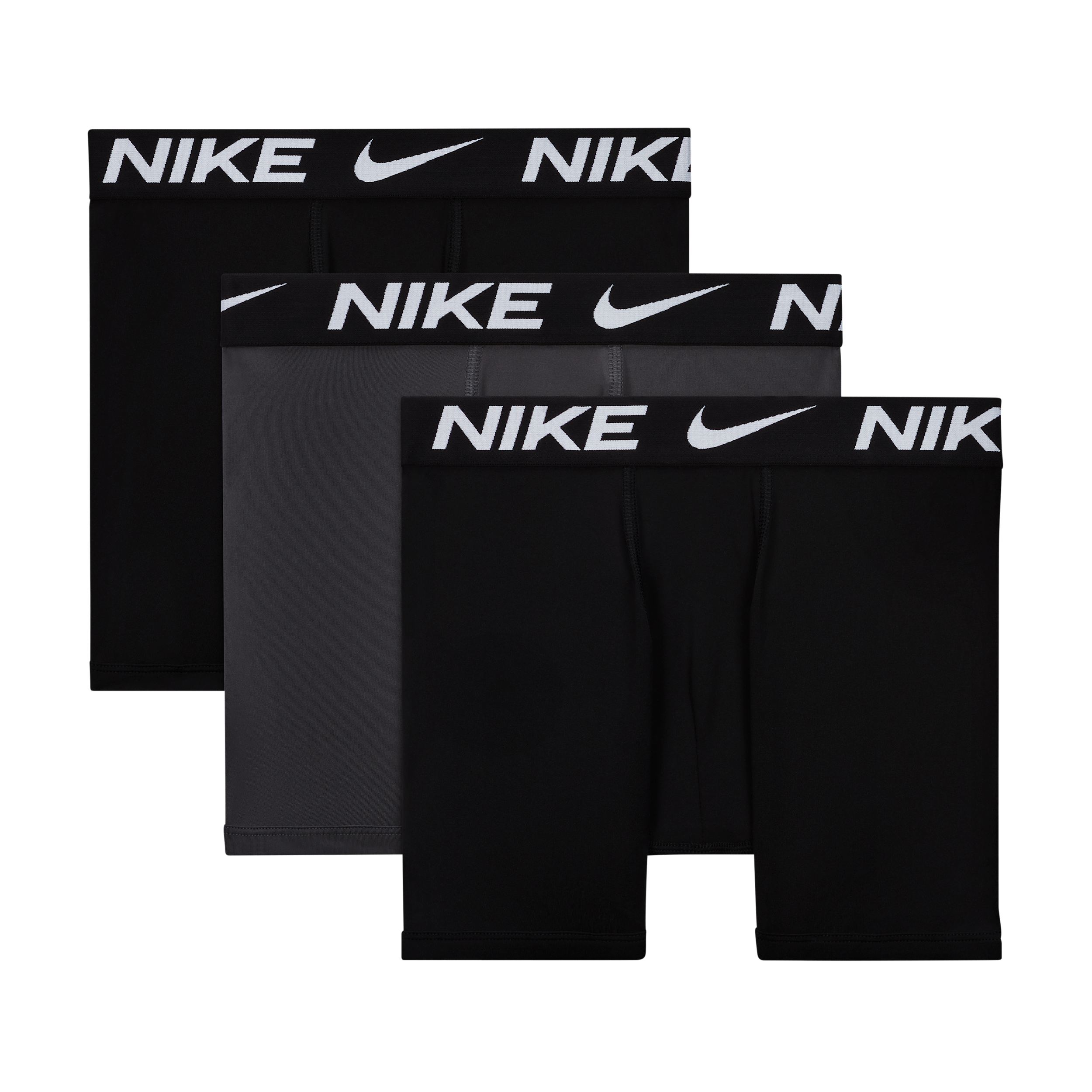 Nike Boys' MICRO Essential Dri-Fit Boxer Briefs, 3 Piece Set, Medium, Black/Dark Grey/White