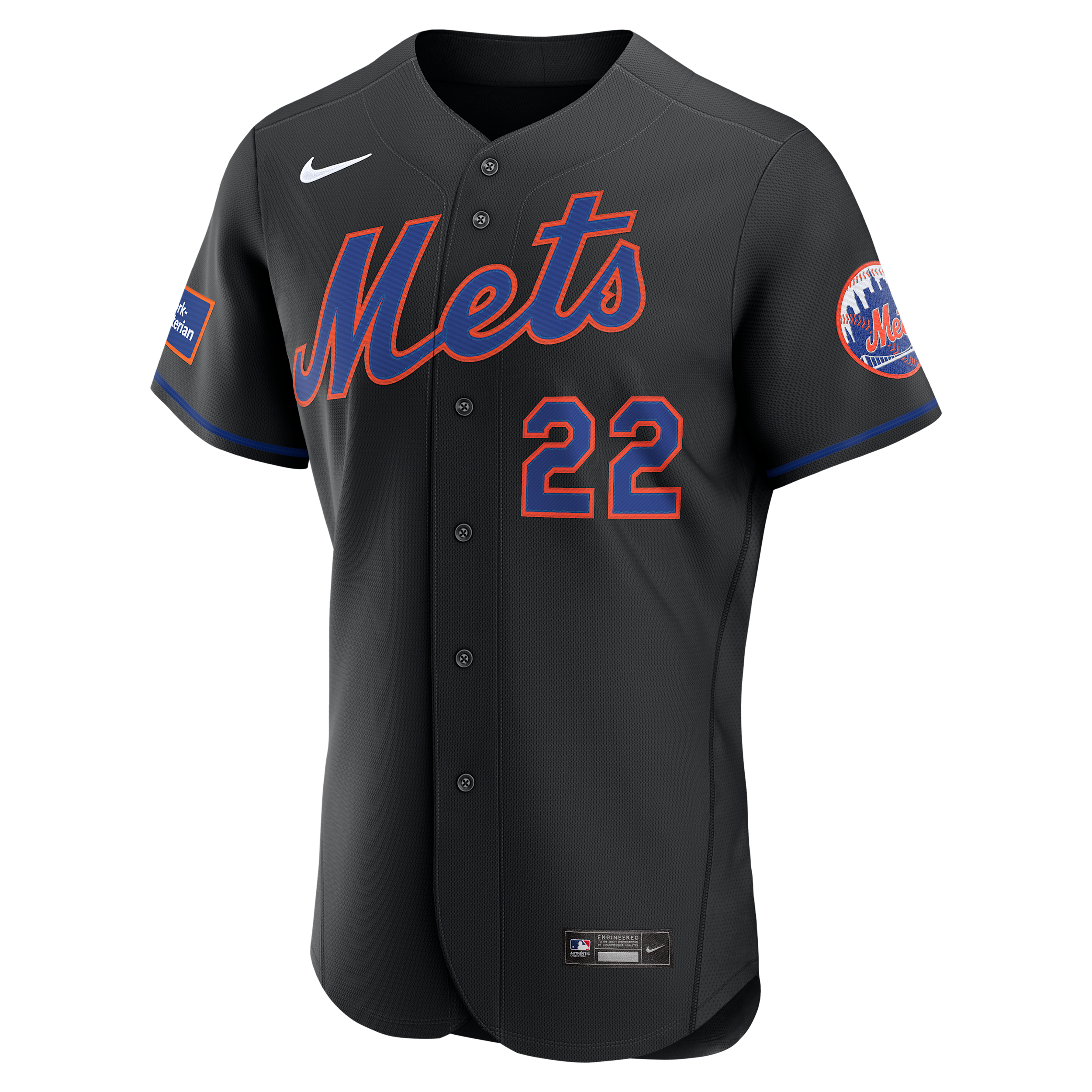 Nike Men's Juan Soto Black New York Mets Alternate Authentic Sponsor Patch Jersey - Black