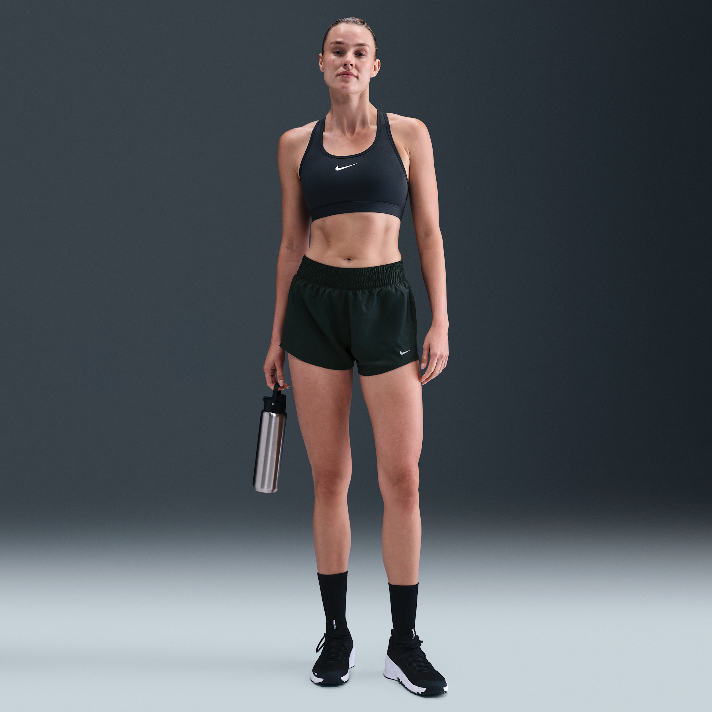 Nike Women's One Dri-fit Mid-rise 3" Brief-lined Shorts In Green