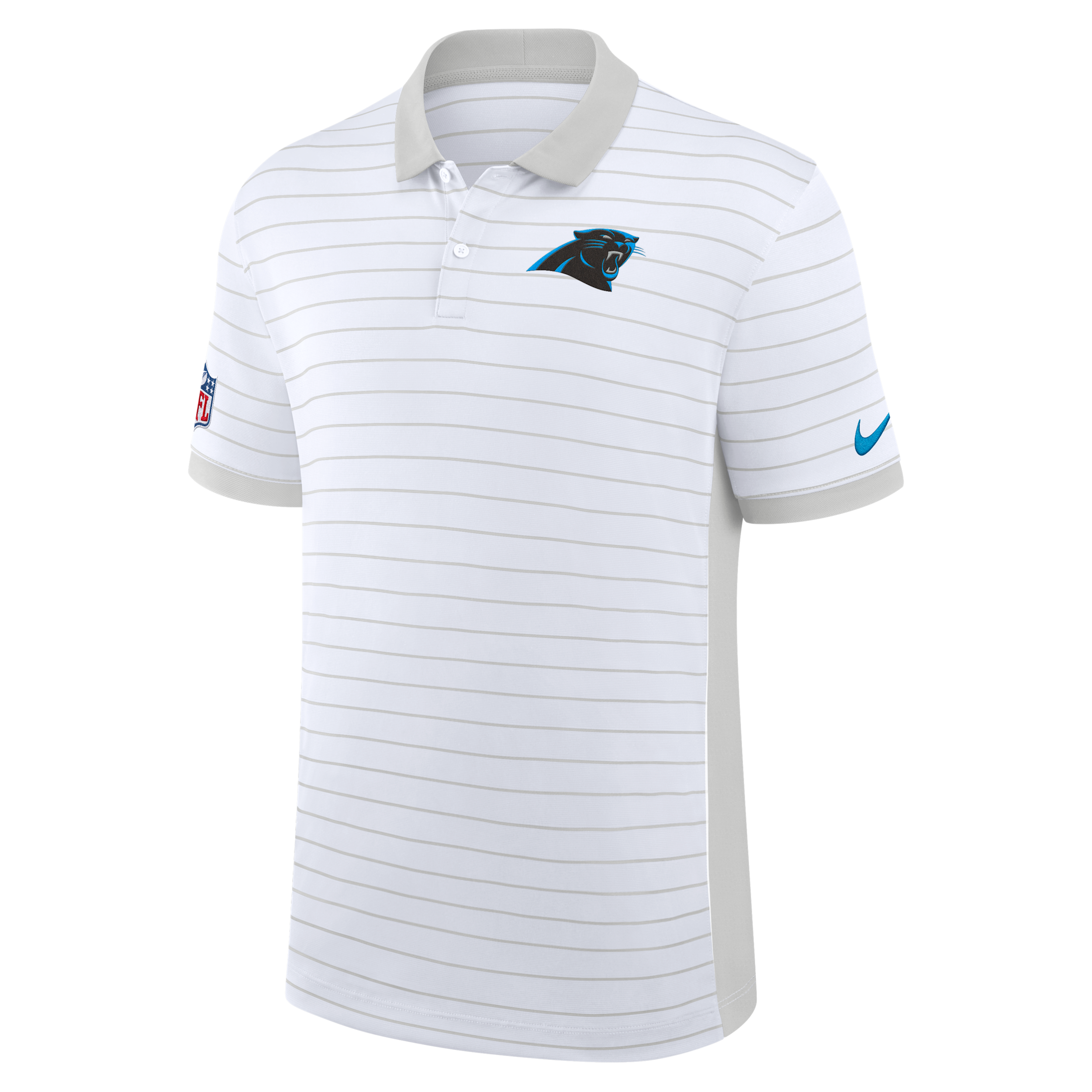 Carolina Panthers Sideline Victory Stripe Nike Men's Dri-FIT NFL Polo in White | 03BG0CEB9D-RPE