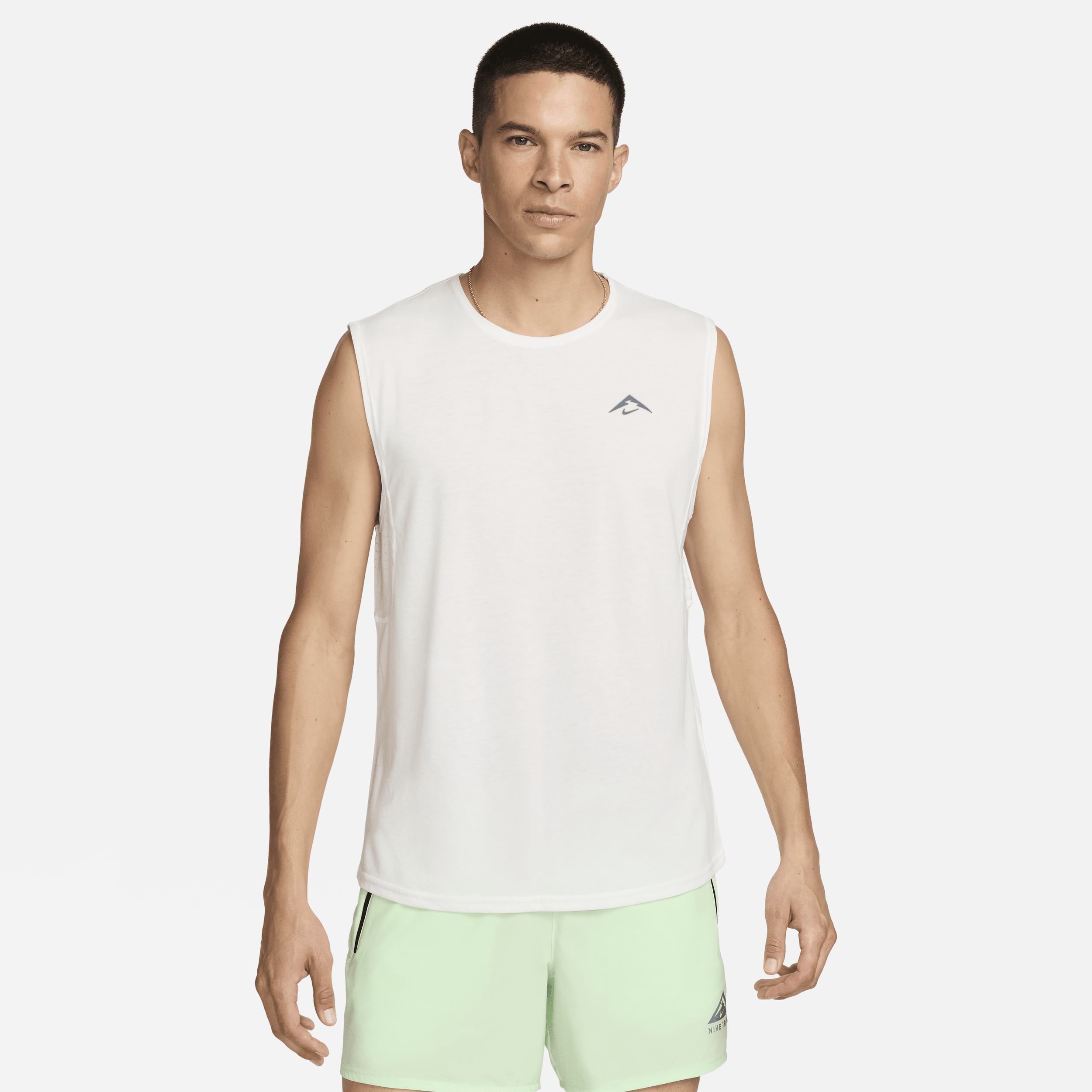 Shop Nike Men's Solar Chase Dri-fit Sleeveless Running Top In White