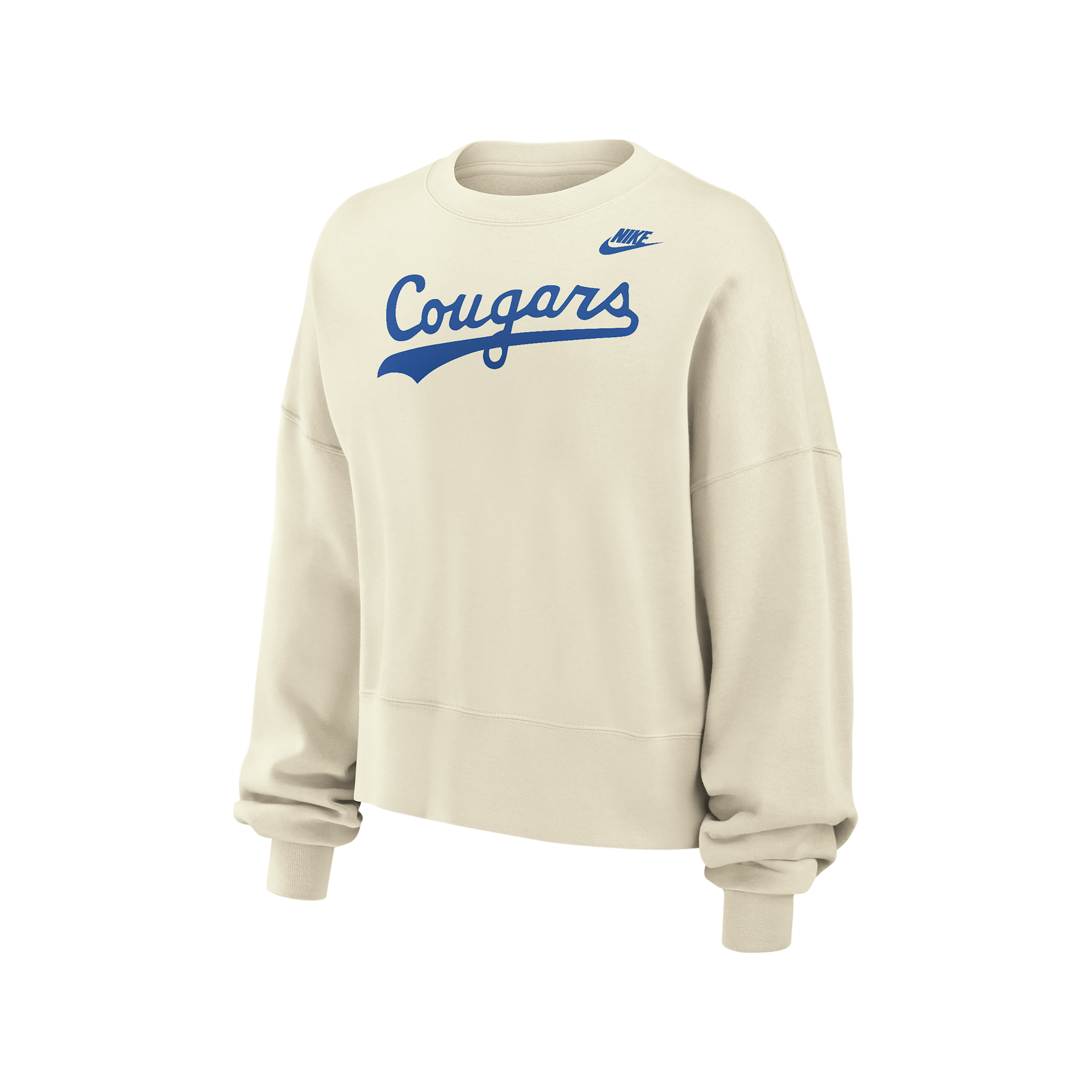 BYU Cougars Phoenix Fleece Nike Women's Football Crew-Neck Sweatshirt in White | W33302P403BGYU-SAI