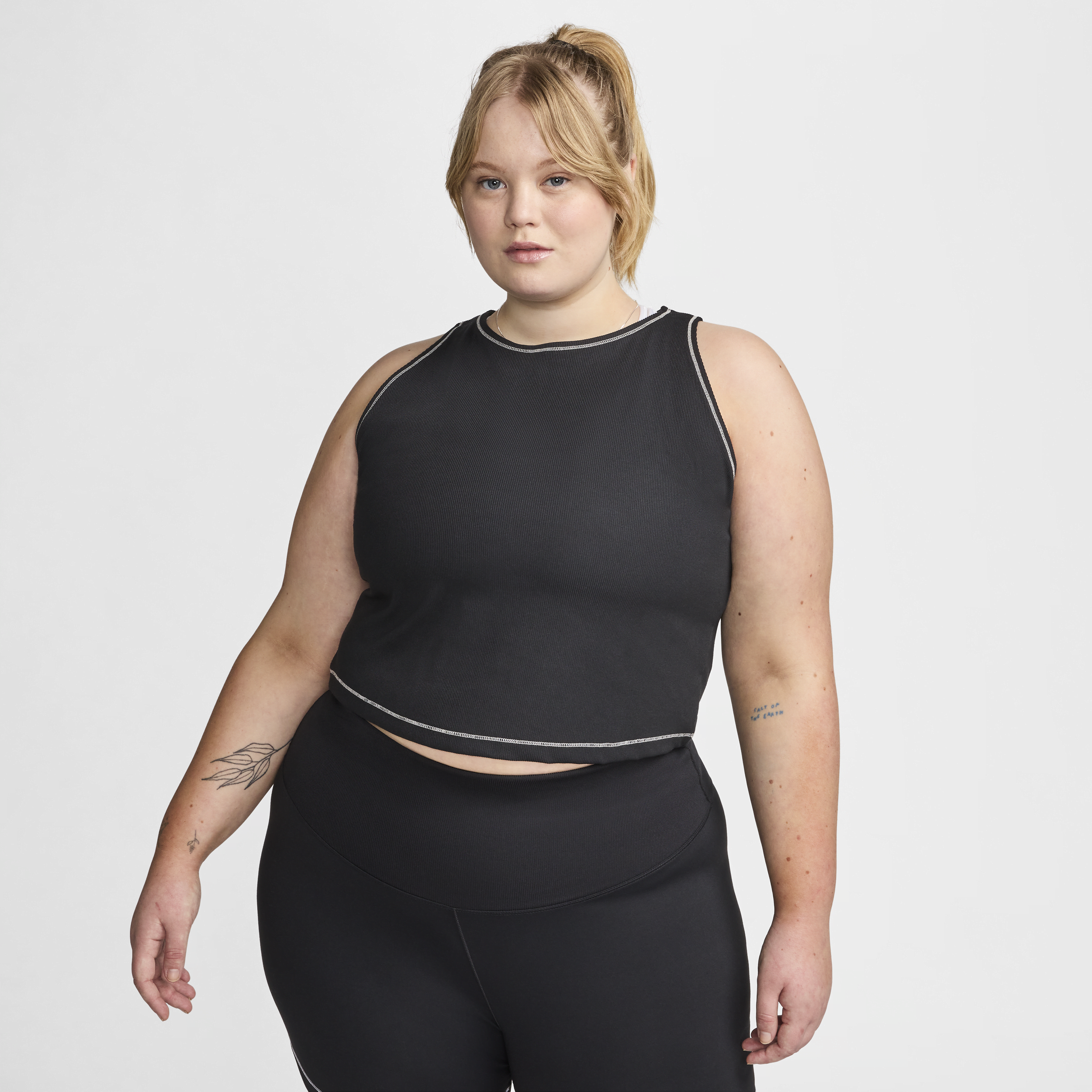 Shop Nike Women's One Fitted Dri-fit Ribbed Tank Top (plus Size) In Black