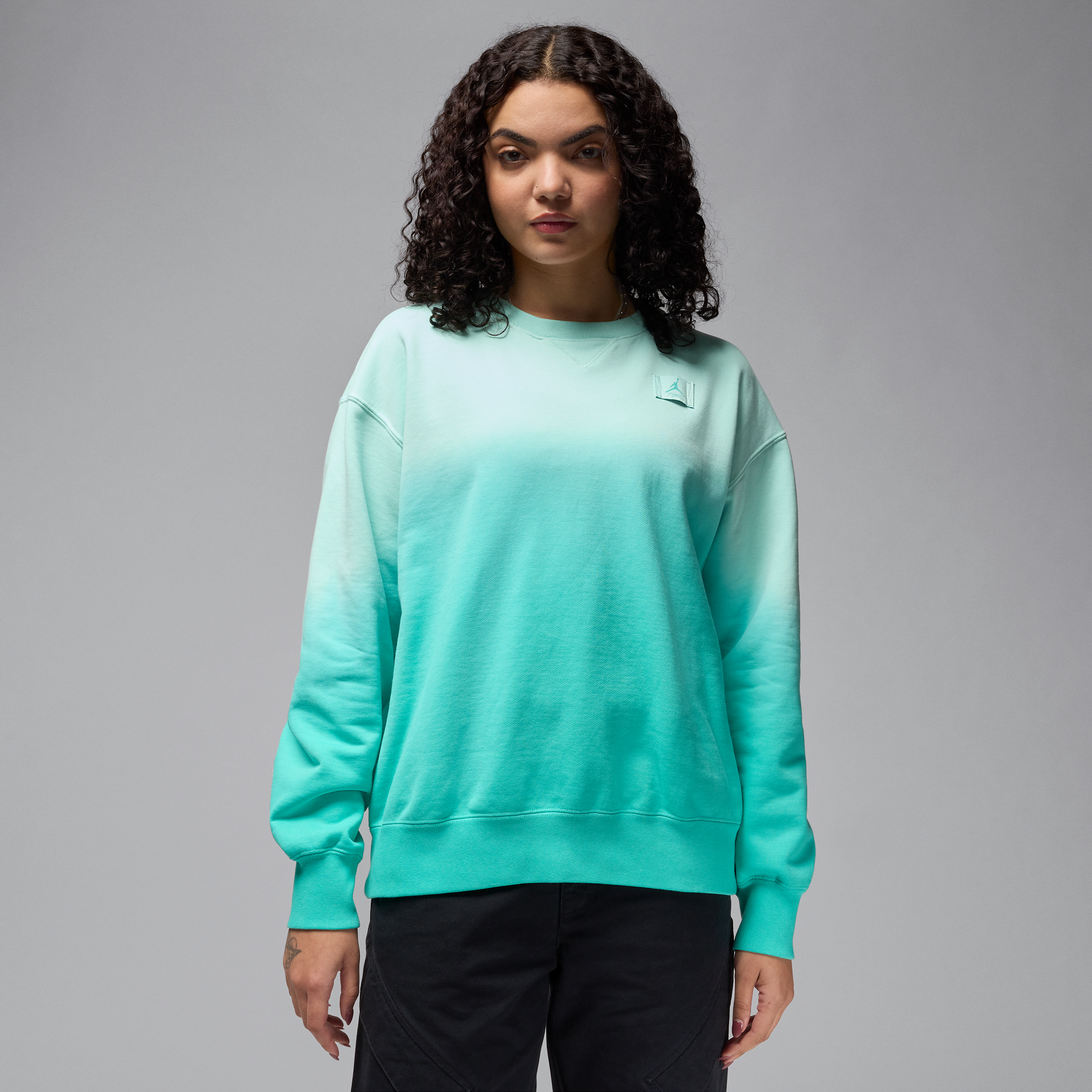 Shop Jordan Women's Flight Fleece French Terry Crew-neck Sweatshirt In Green
