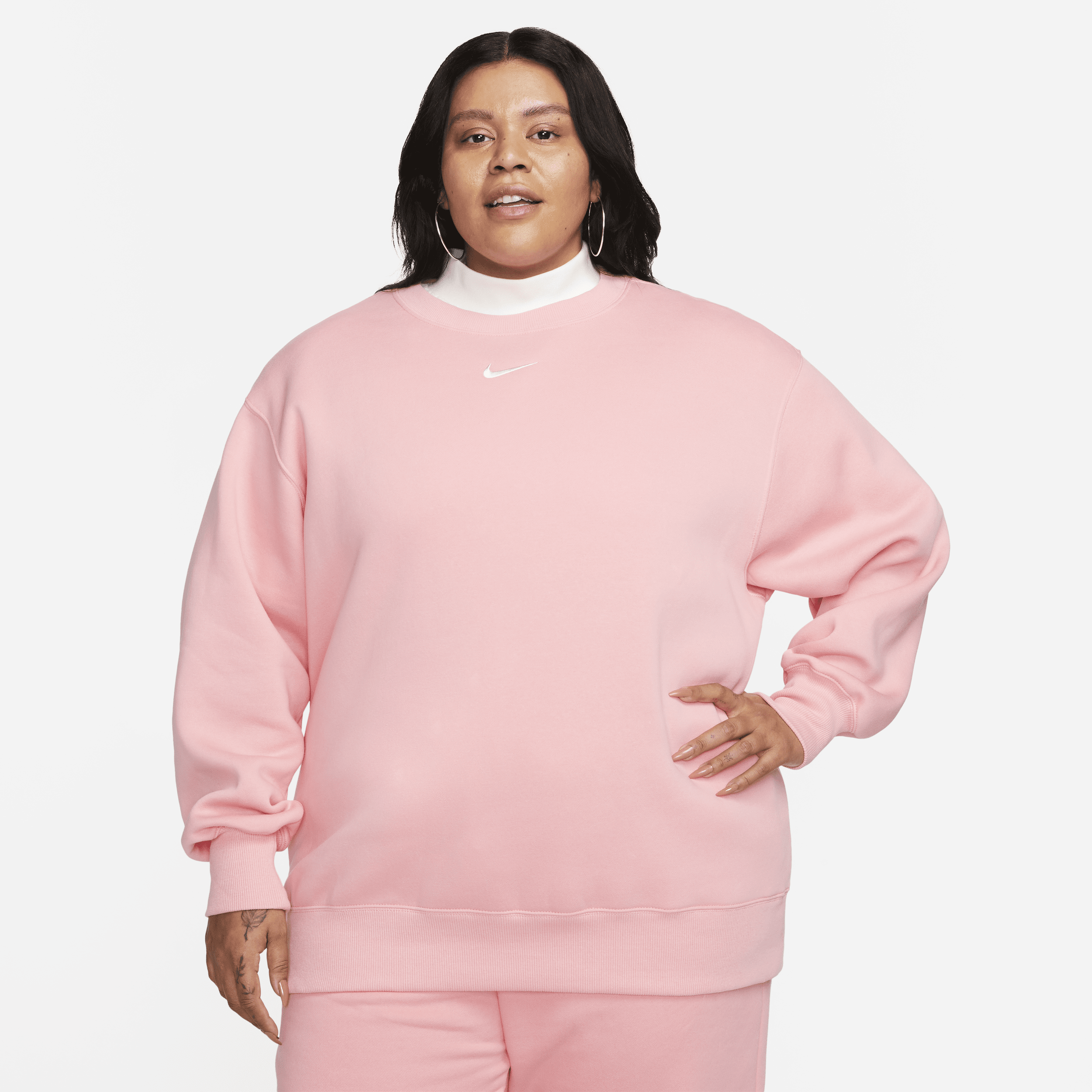 Nike Women's  Sportswear Phoenix Fleece Oversized Crew-neck Sweatshirt (plus Size) In Pink