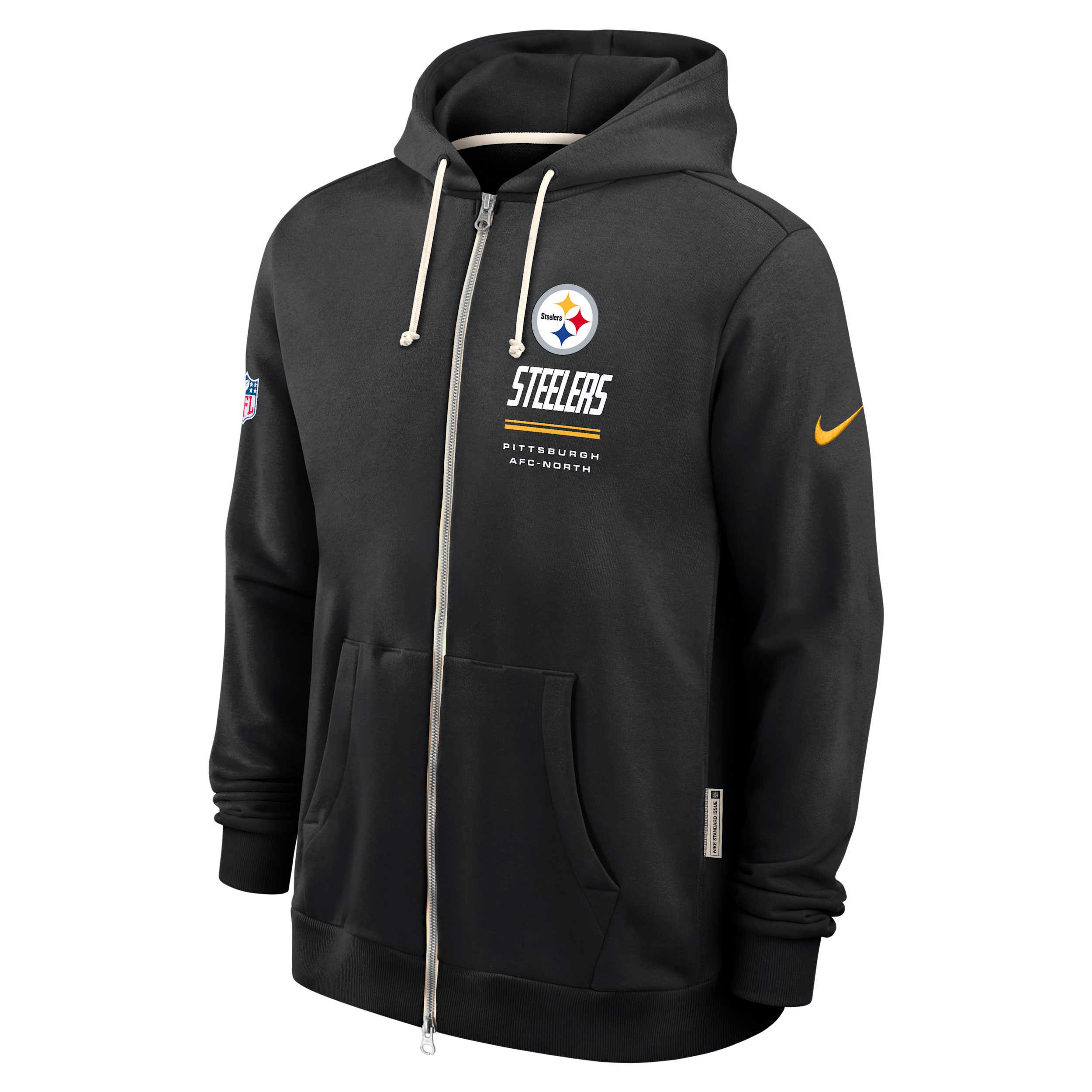 Nike Men's Black Pittsburgh Steelers Sideline Standard Issue Quarterback Scramble Dri-fit Full-Zip Hoodie - Black