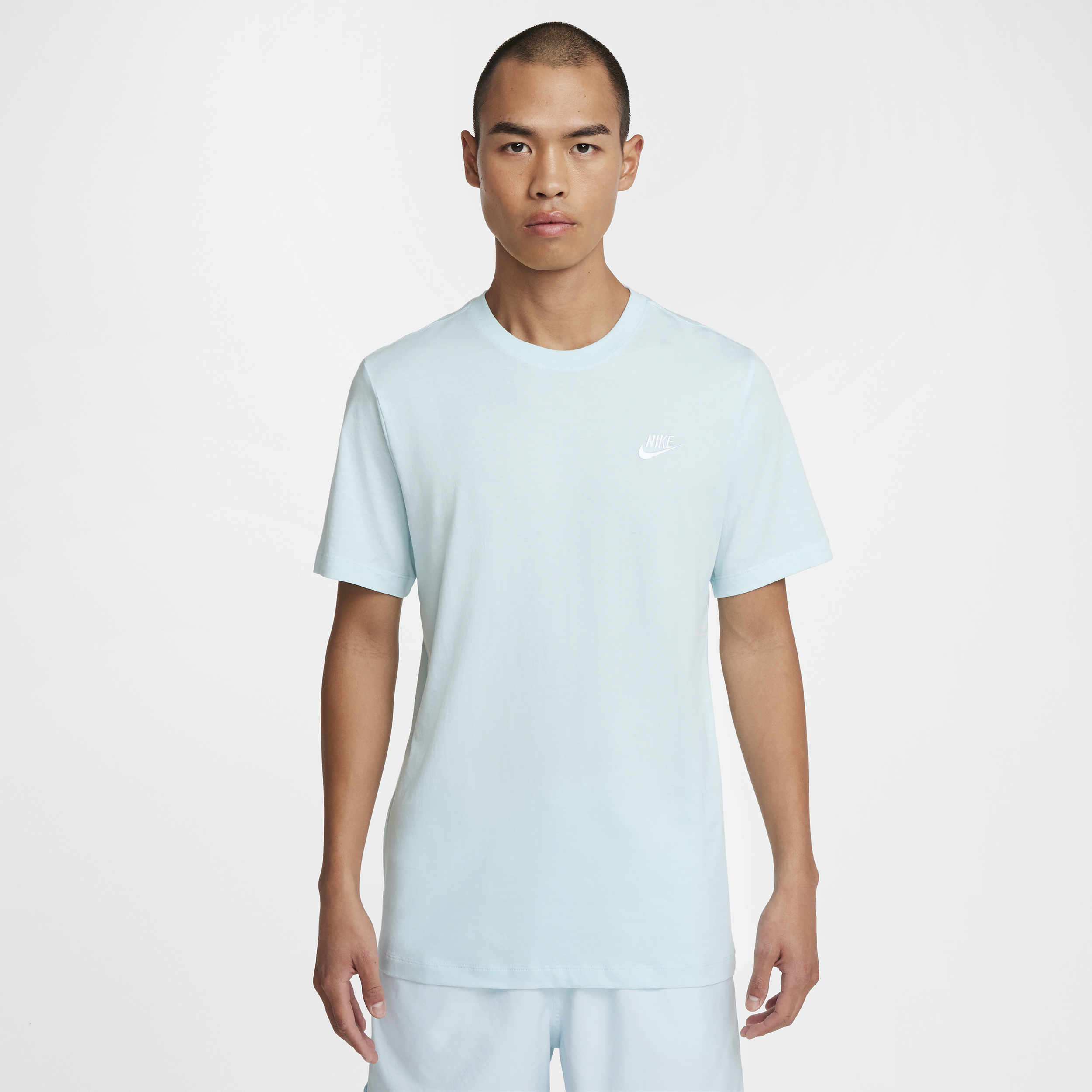 Nike Mens Sportswear Club Embroidered Small Hook Crew Neck Short Sleeve T-shirt Green Light Green In Blue