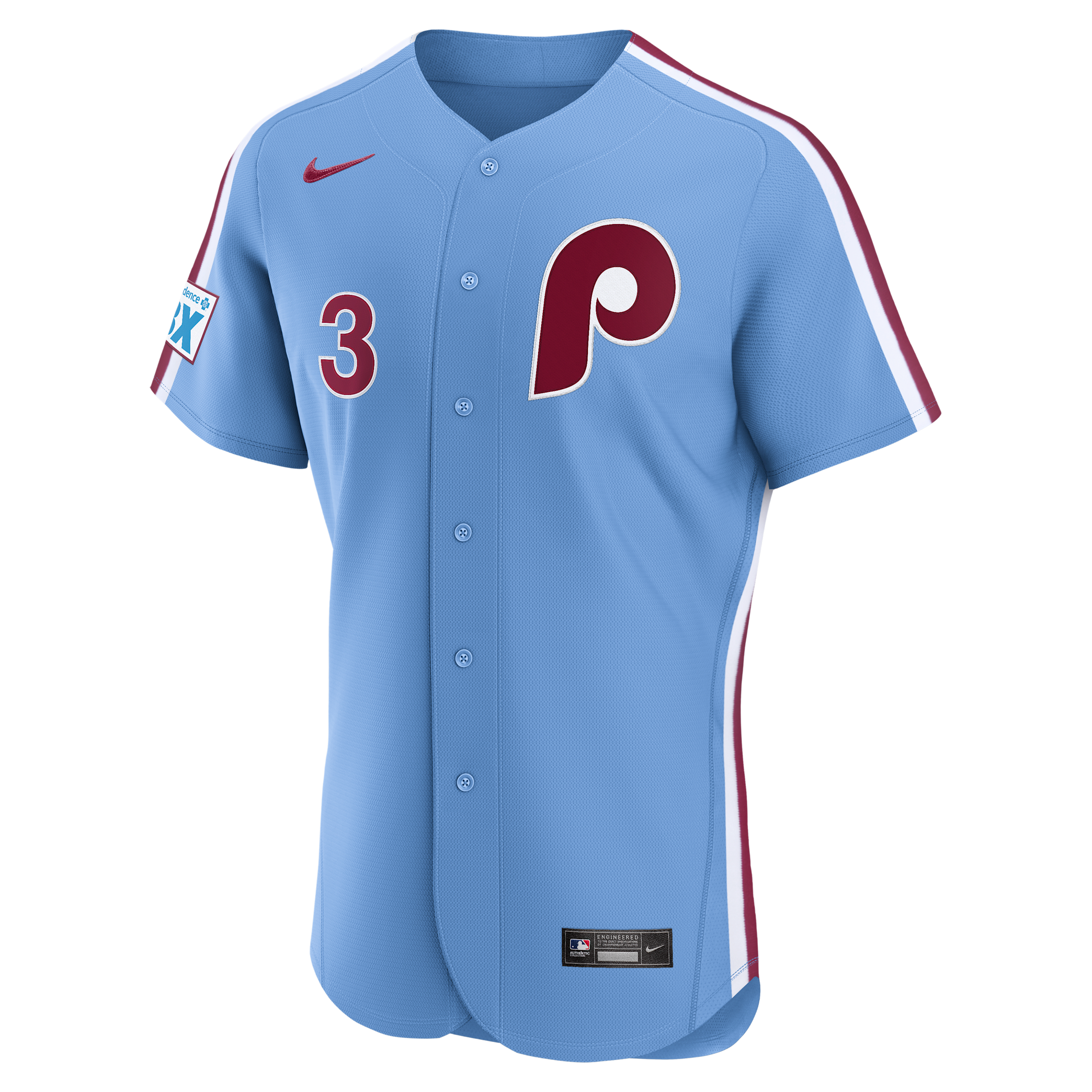 Nike Men's Bryce Harper Light Blue Philadelphia Phillies Alternate Authentic Sponsor Patch Jersey - Light Blue