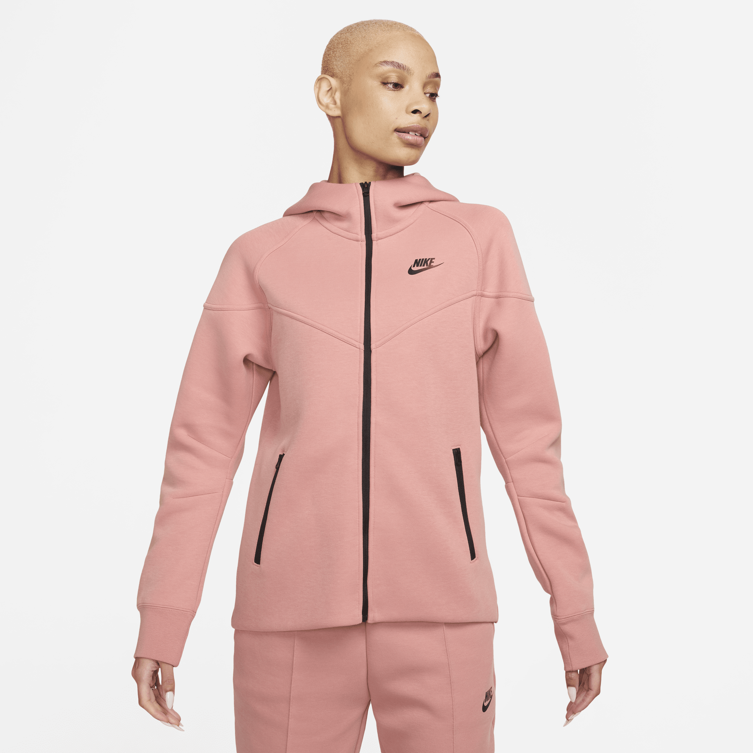 Nike Women's Sportswear Tech Fleece Windrunner Full-zip Hoodie In Pink ...
