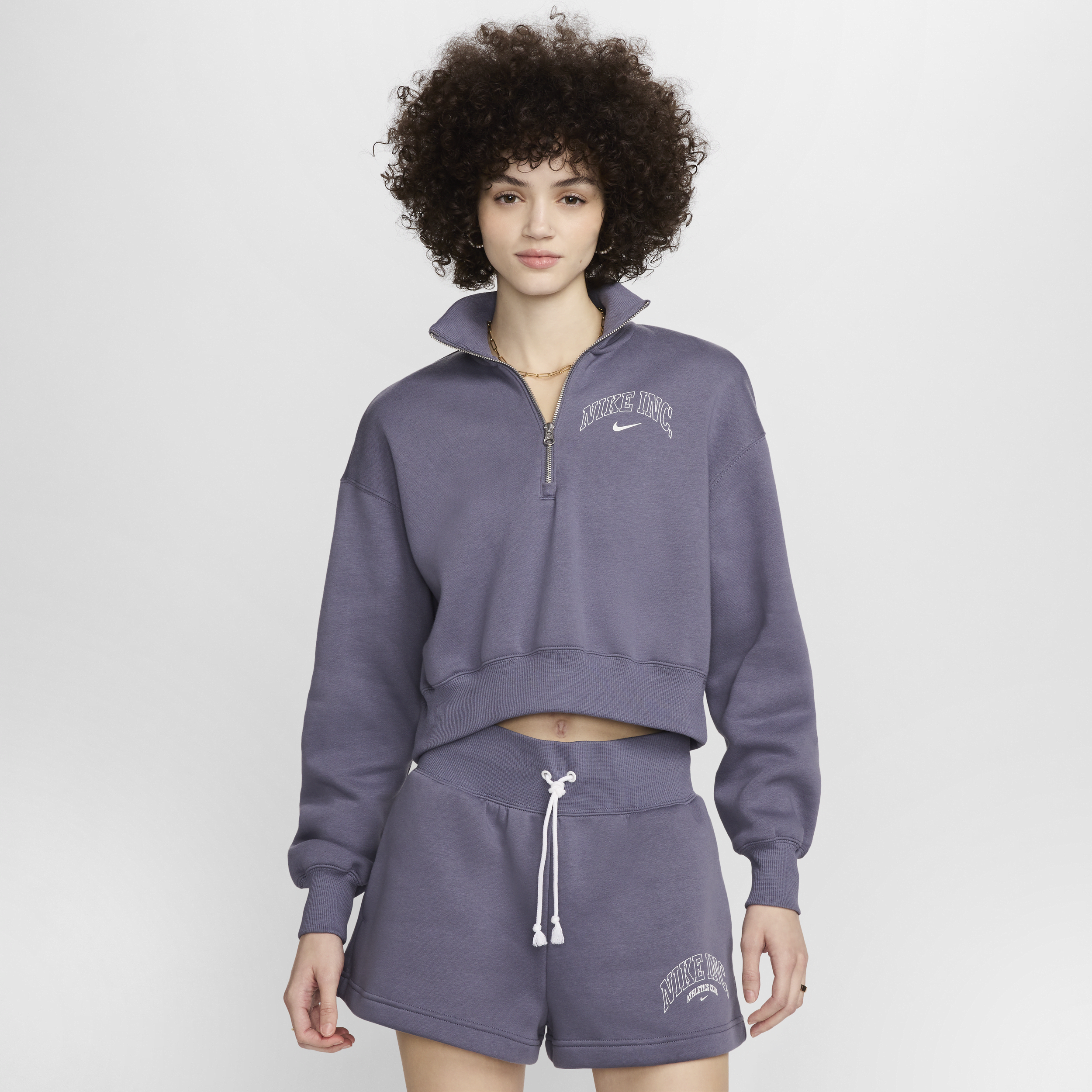 Nike Women's  Sportswear Phoenix Fleece 1/2-zip Cropped Sweatshirt In Purple
